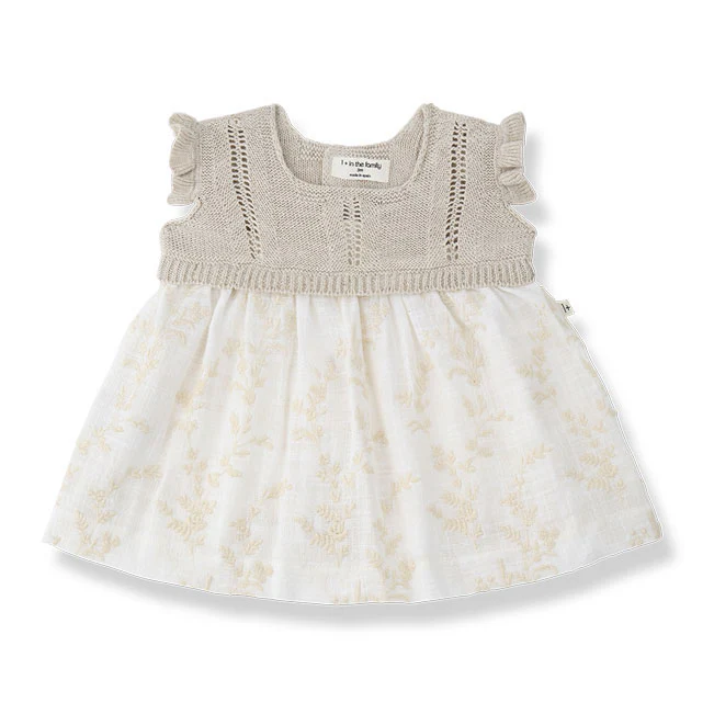 1+ In The Family Ecru Saona Baby Dress