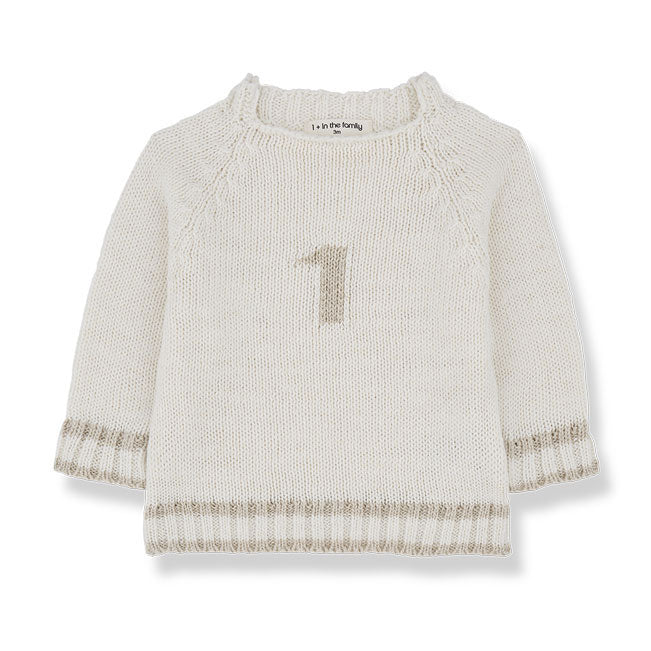 1+ in the Family  Off White Didac Baby Sweater