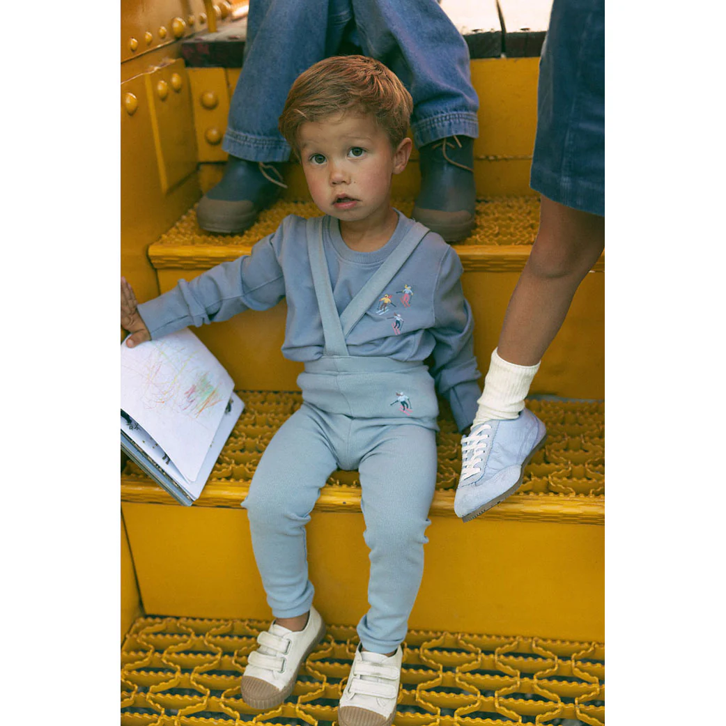 1984 Blue Ski Embroidery Suspender Leggings - Image 2