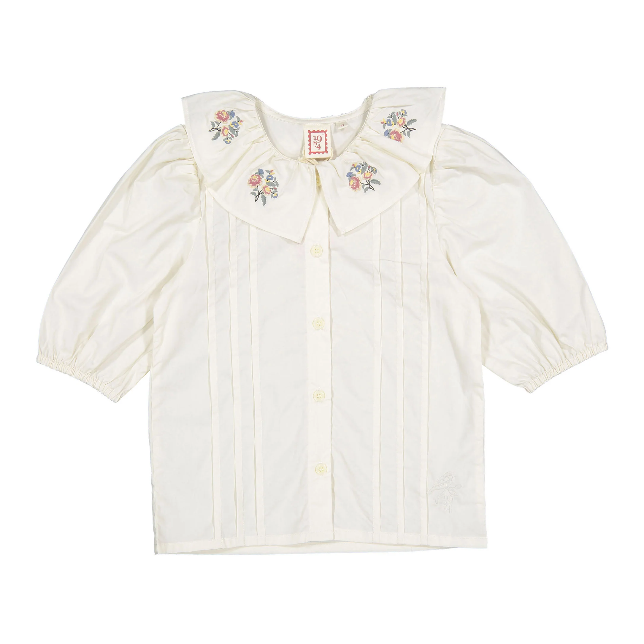 1984 Cream Floral Embroidered Floral 3/4 Blouse