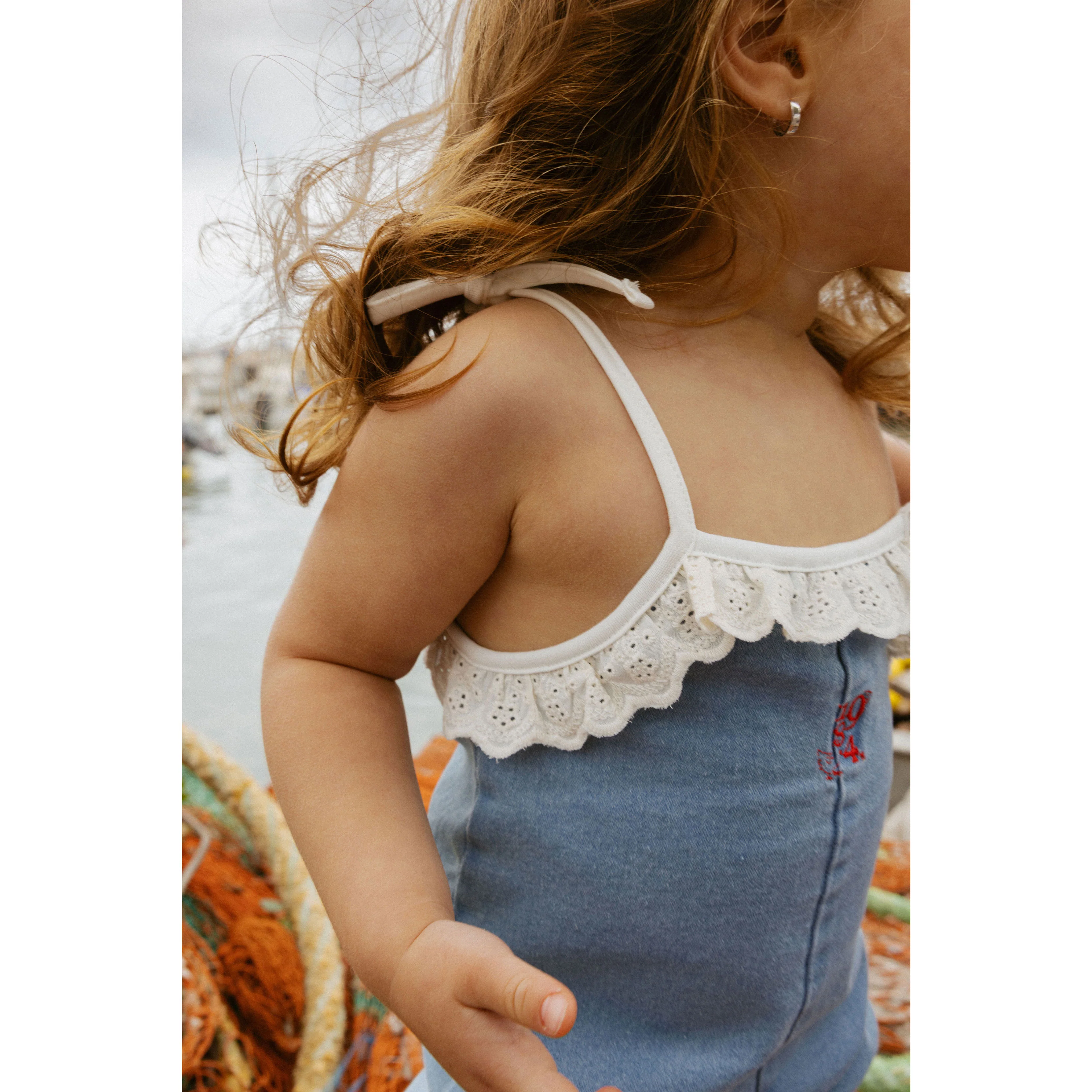 1984 Denim Eyelet Romper - Image 3