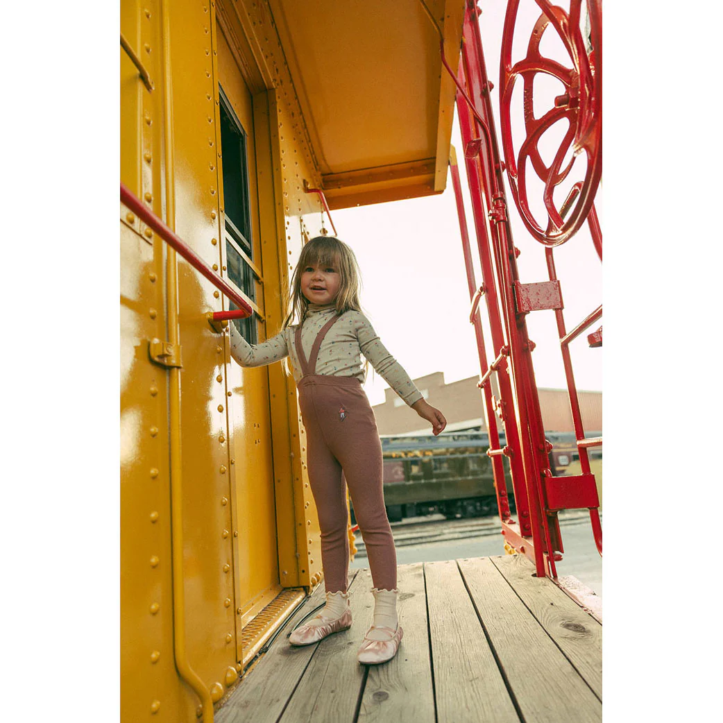 1984 Mauve Ski Embroidery Suspender Leggings - Image 2
