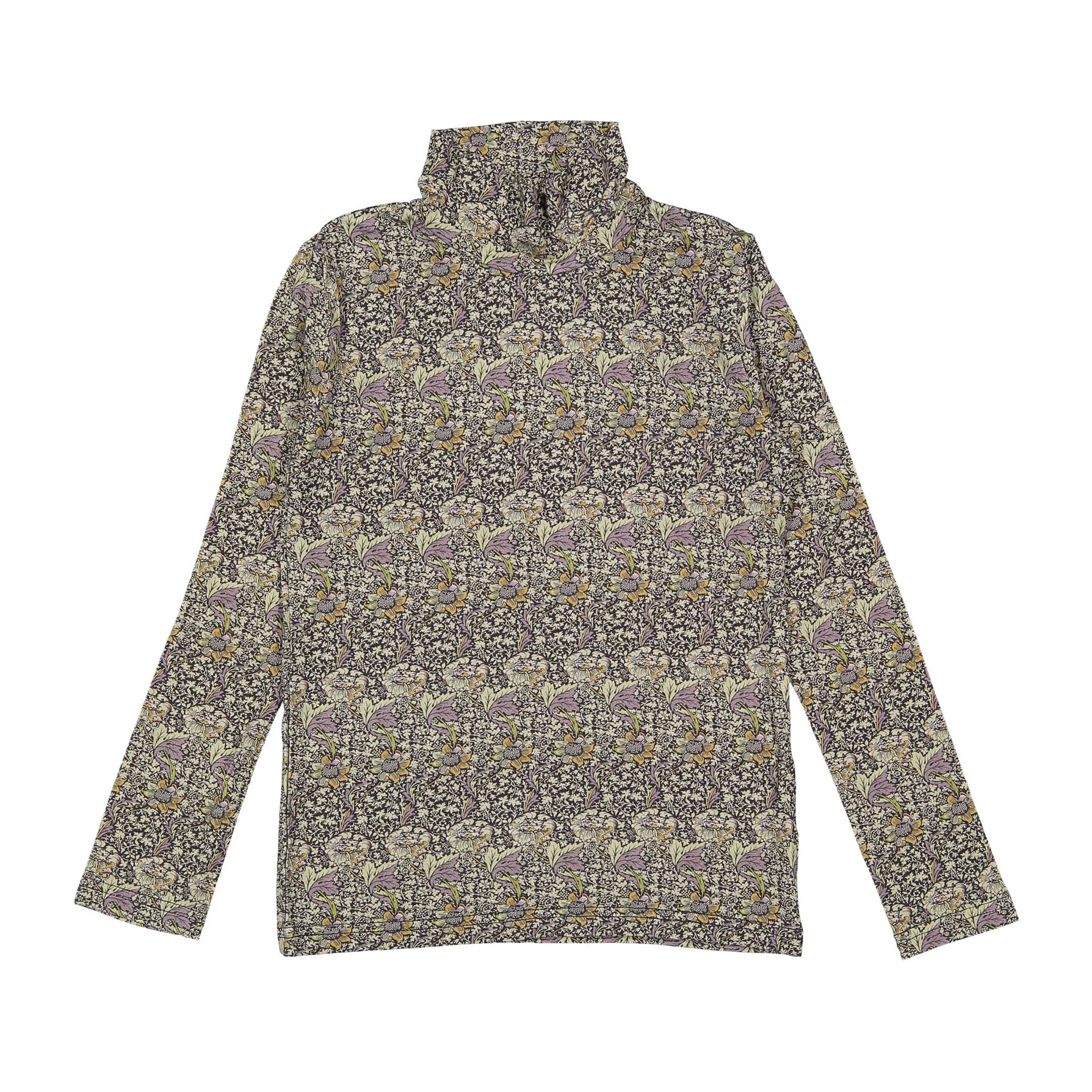 1984 Mocha Floral Printed Turtleneck