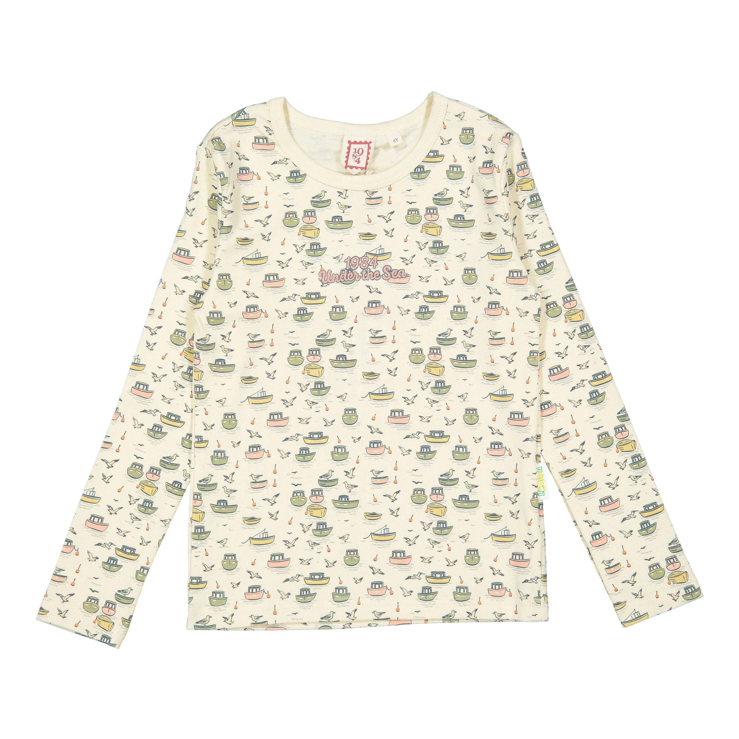 1984 Pink Boat Print Long Sleeve Tee
