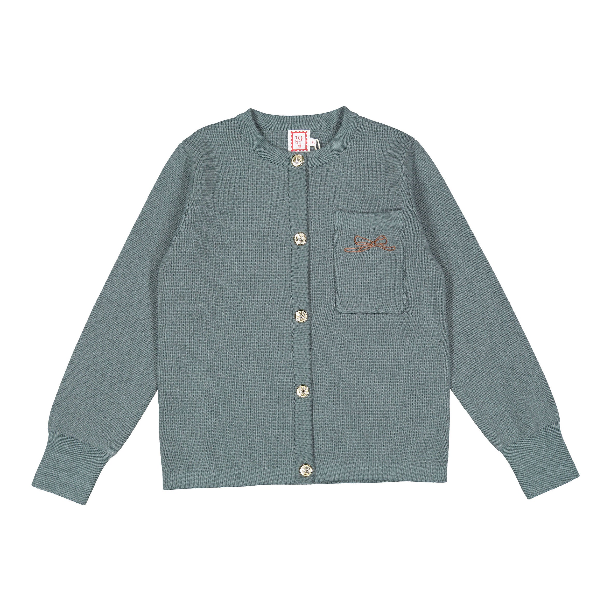 1984 Sage Bow Embroidery Cardigan