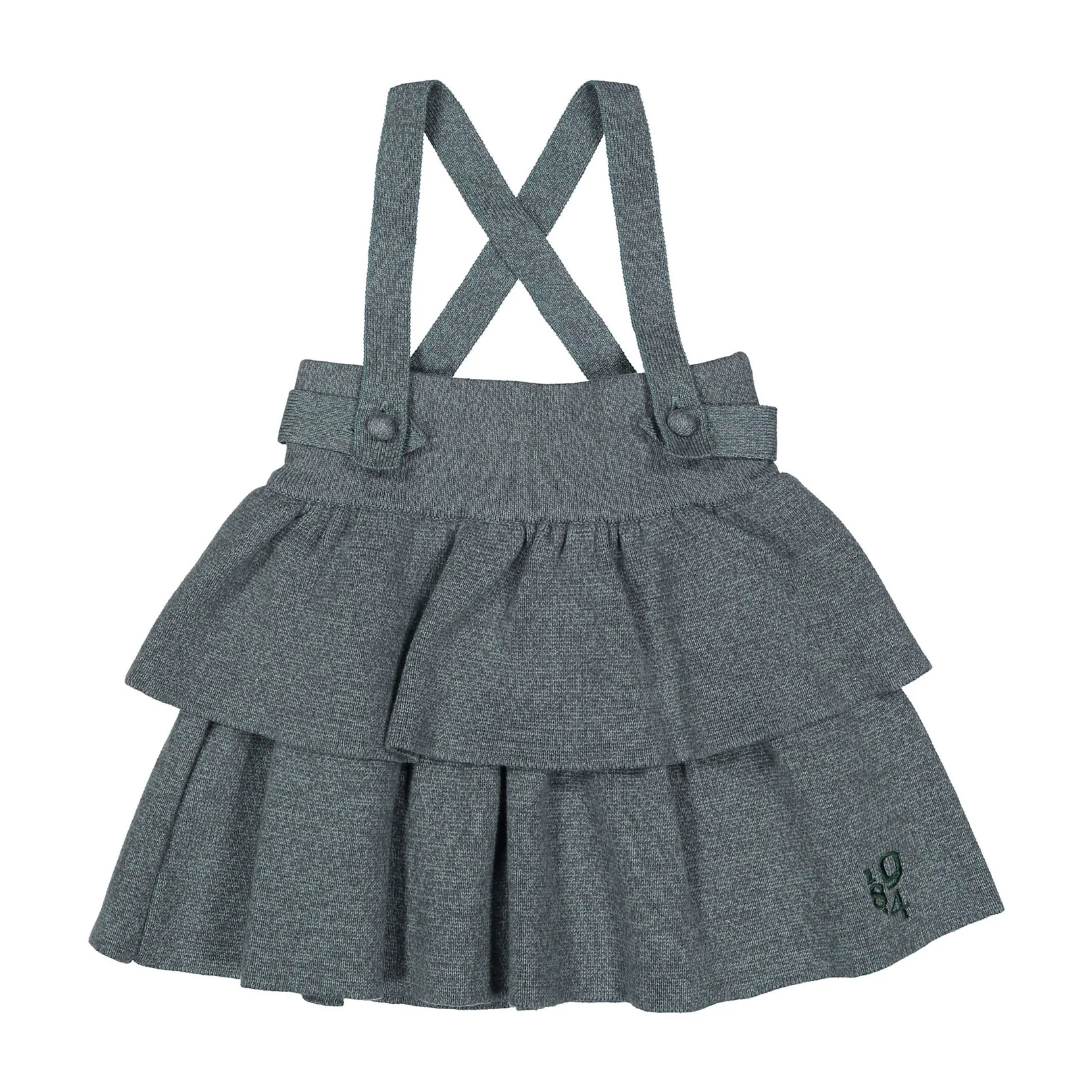1984 Sage Ruffle Suspender Knit Skirt