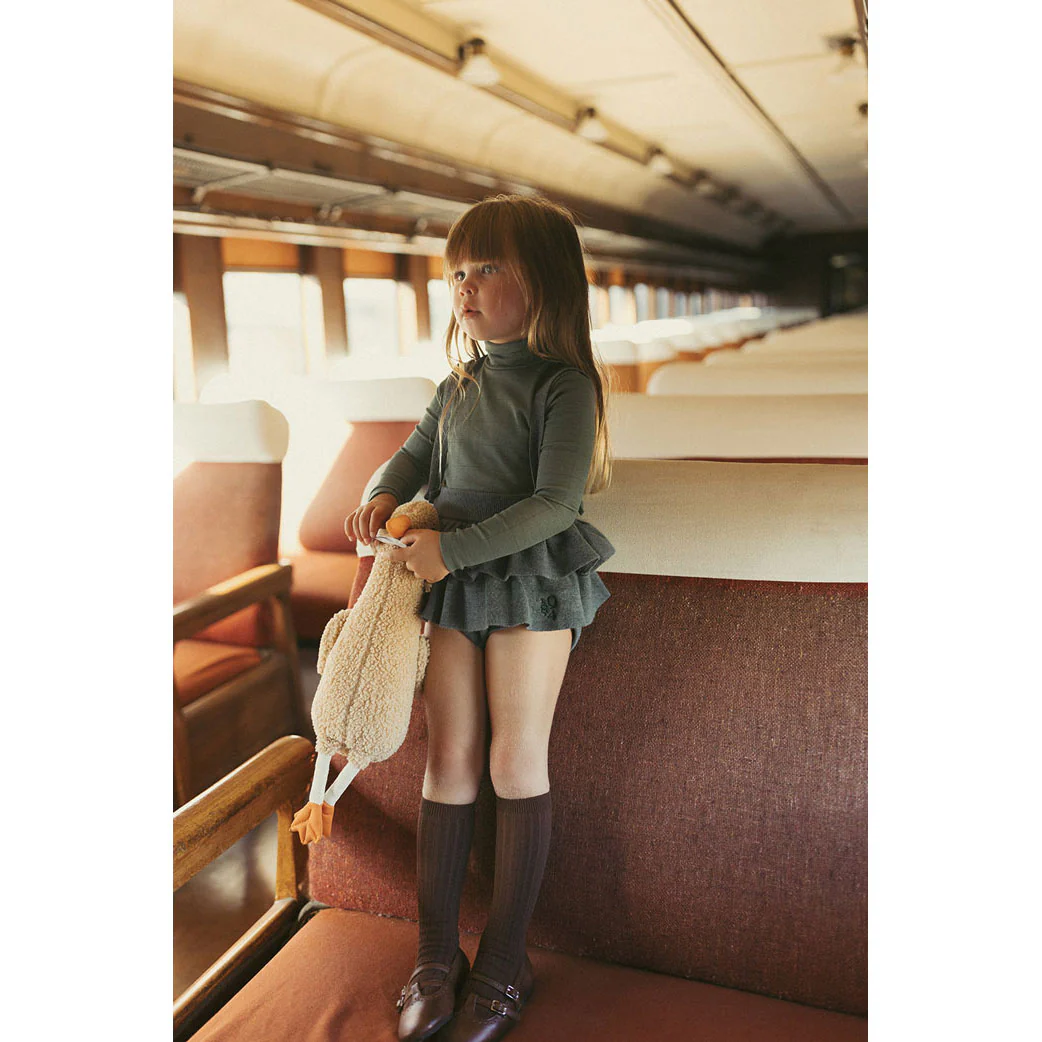 1984 Sage Ruffle Suspender Knit Skirt - Image 3