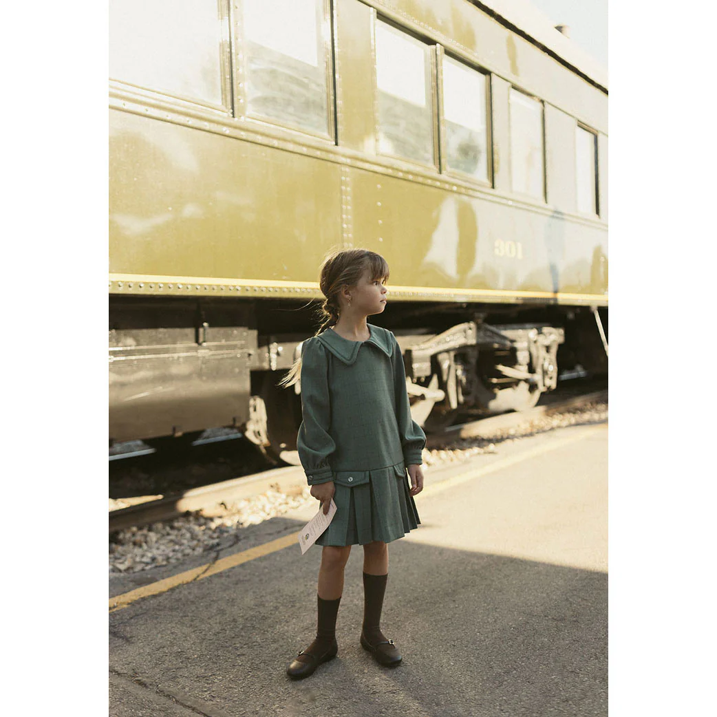 1984 Teal Grid Drop Waist Dress - Image 2