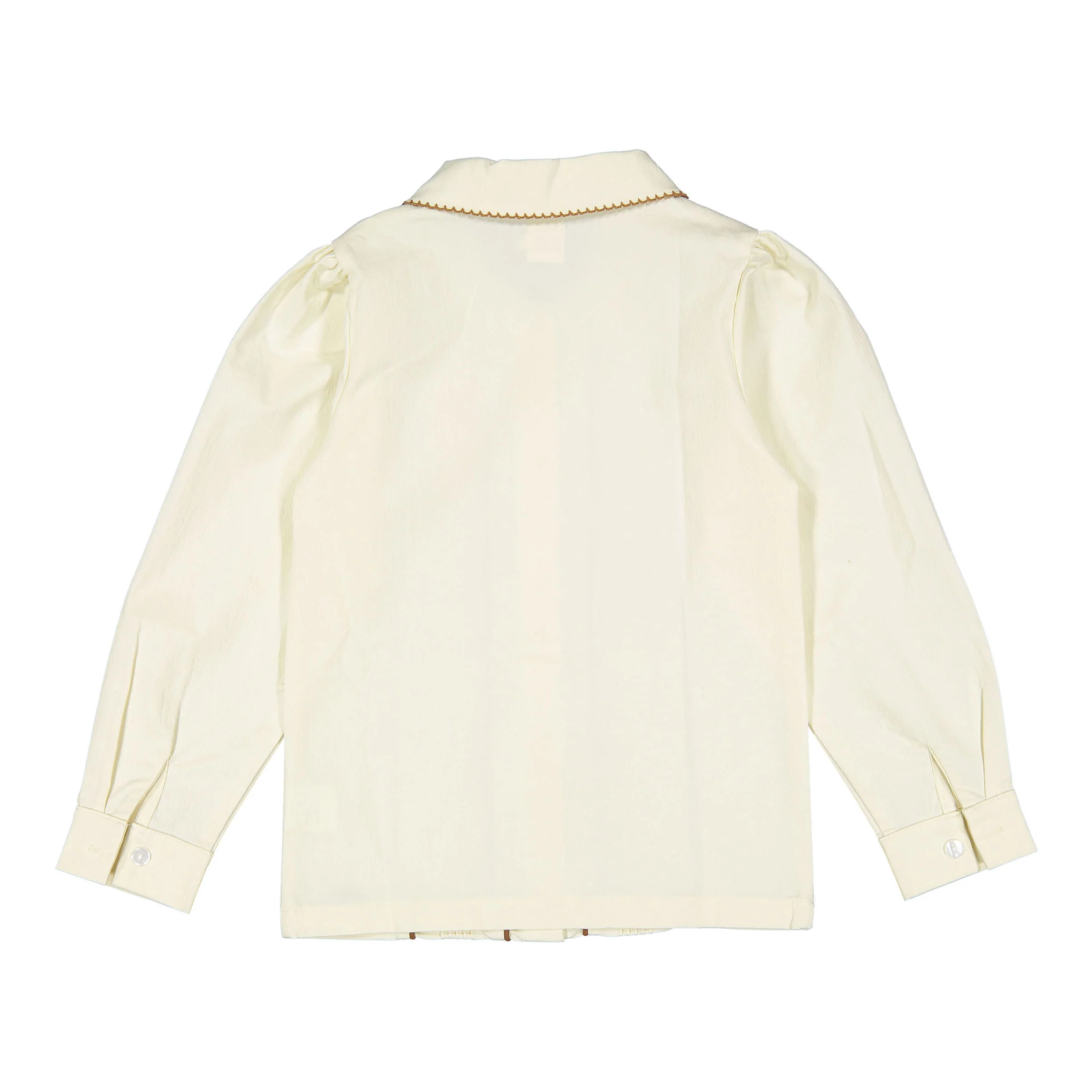 1984 White/ Cognac Trim Blouse - Image 3