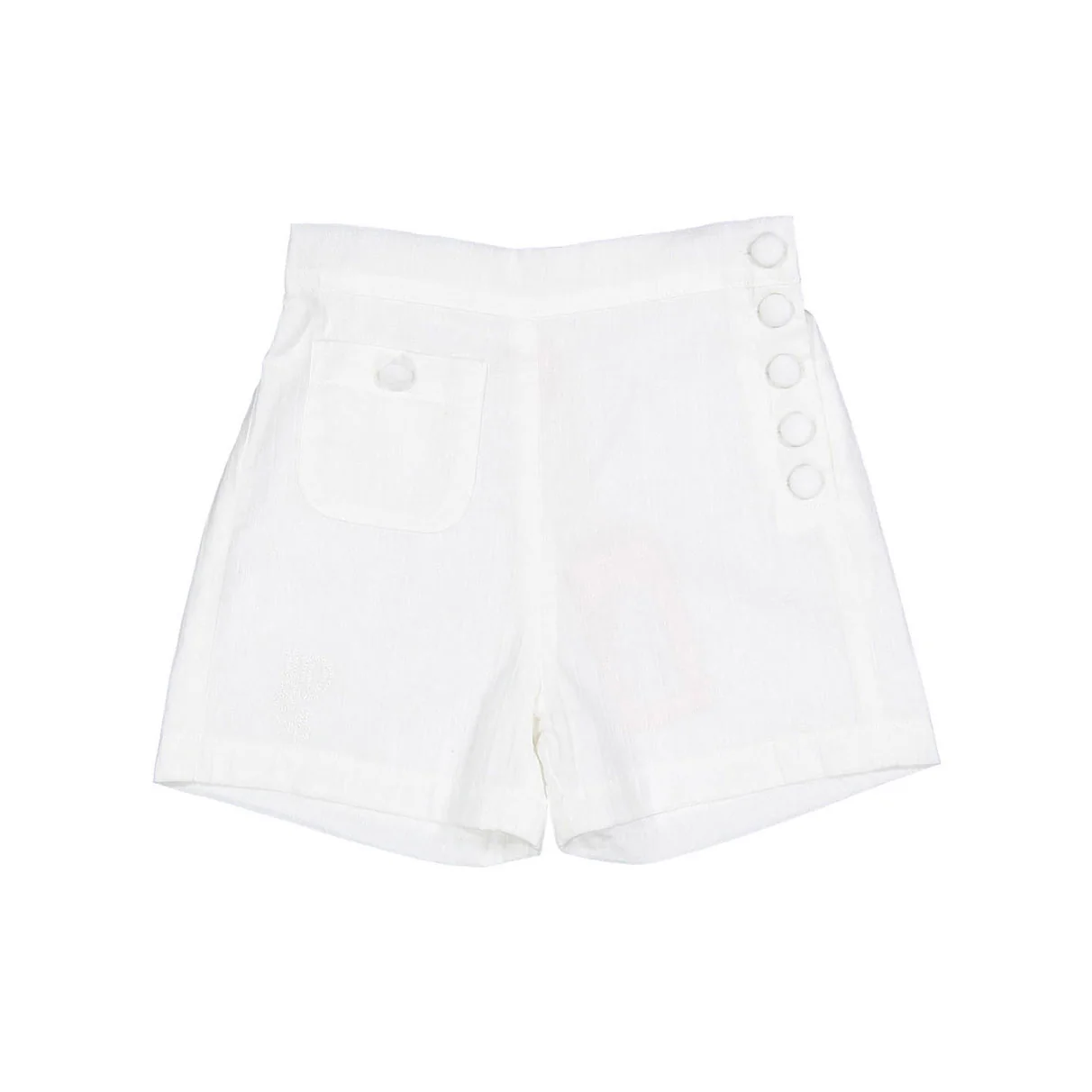 1984 White Embroidered Button Shorts