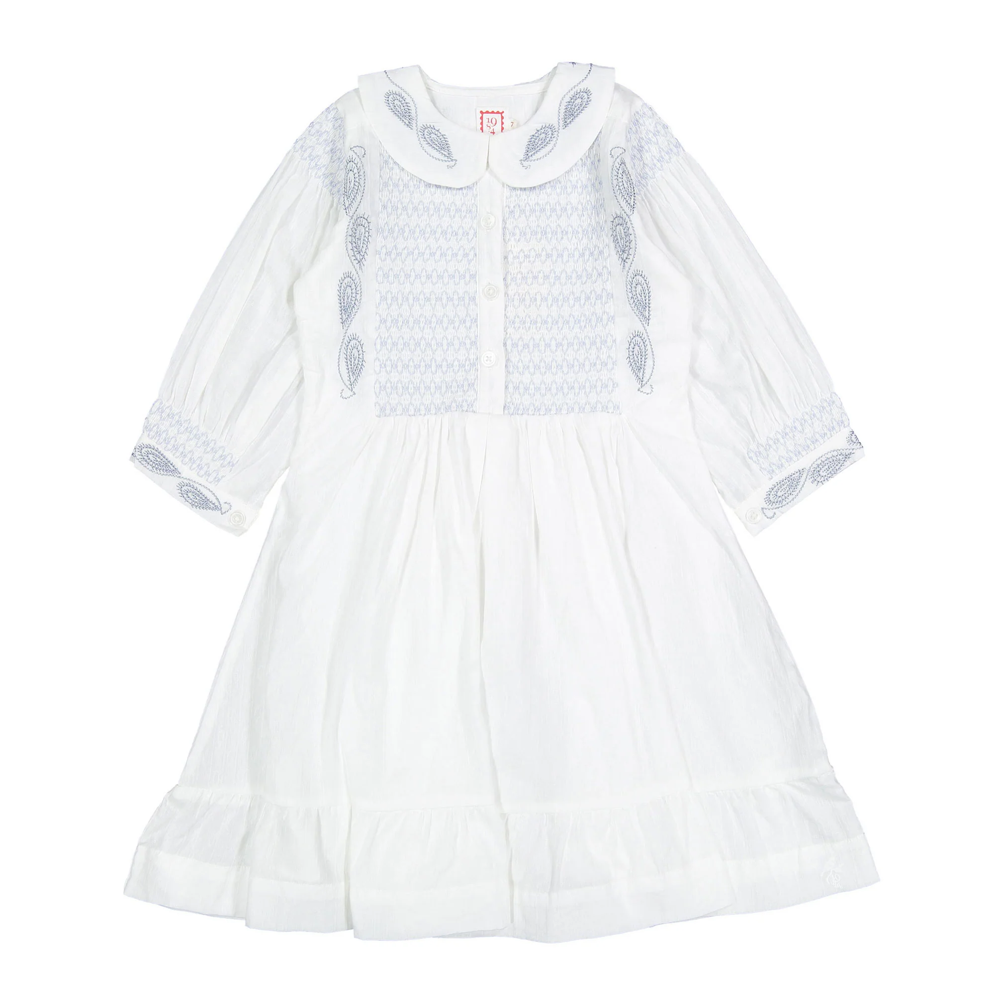 1984 White Embroidered Smock 3/4 Dress