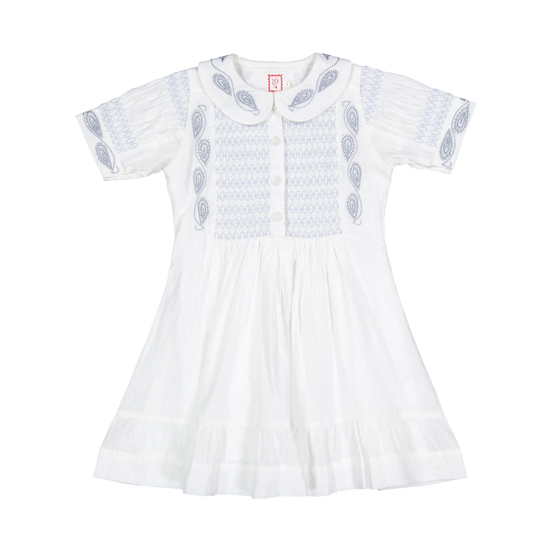 1984 White Embroidered Smock Dress