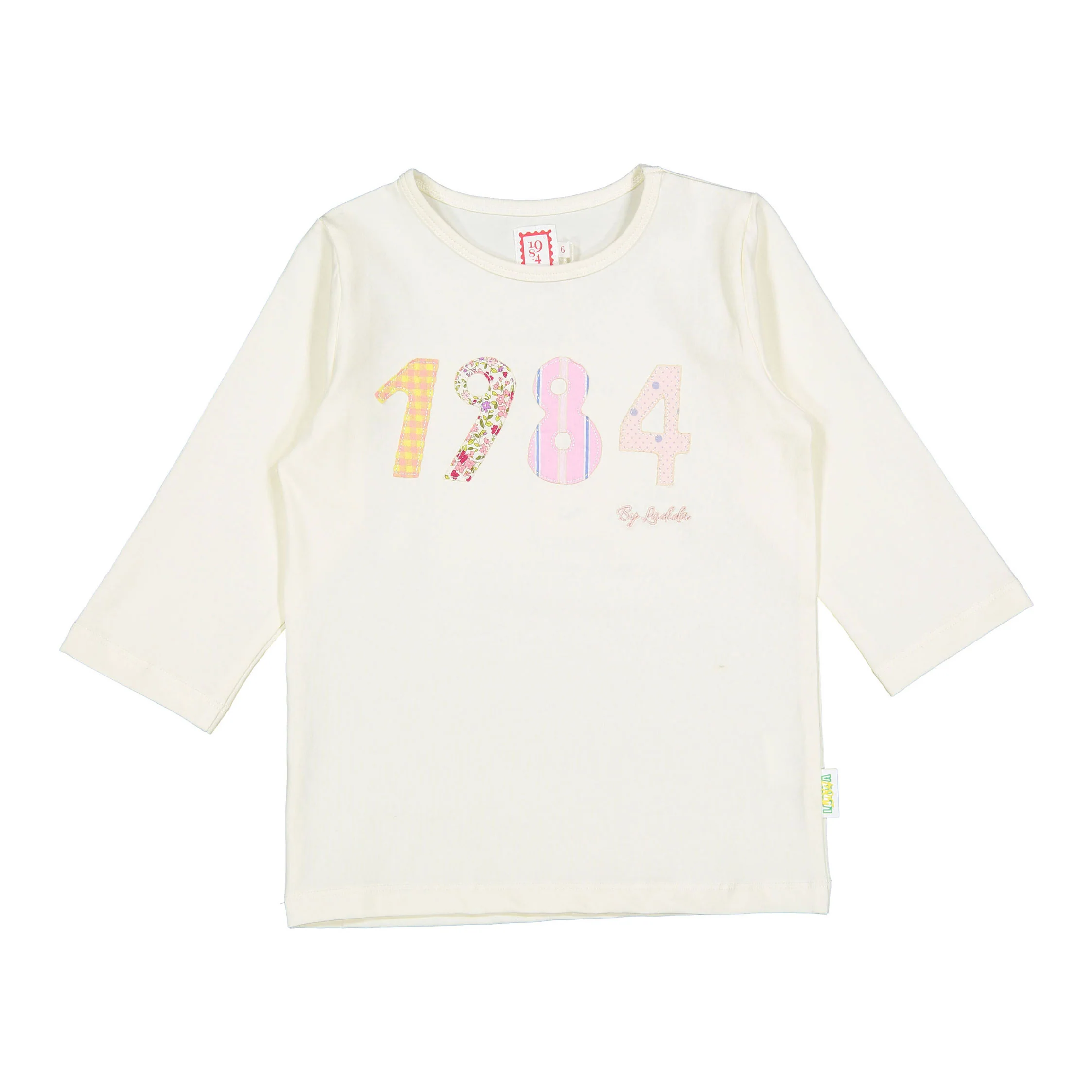 1984 White Patchwork Pink 3/4 Sleeve Tee