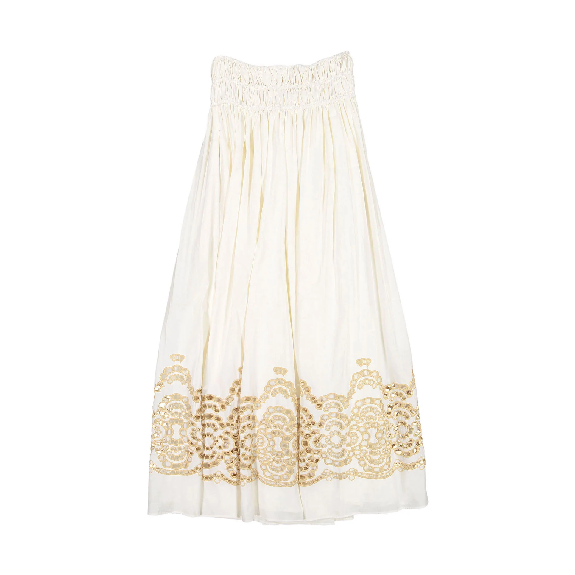 A4 Cream Eyelet Bottom Maxi Skirt