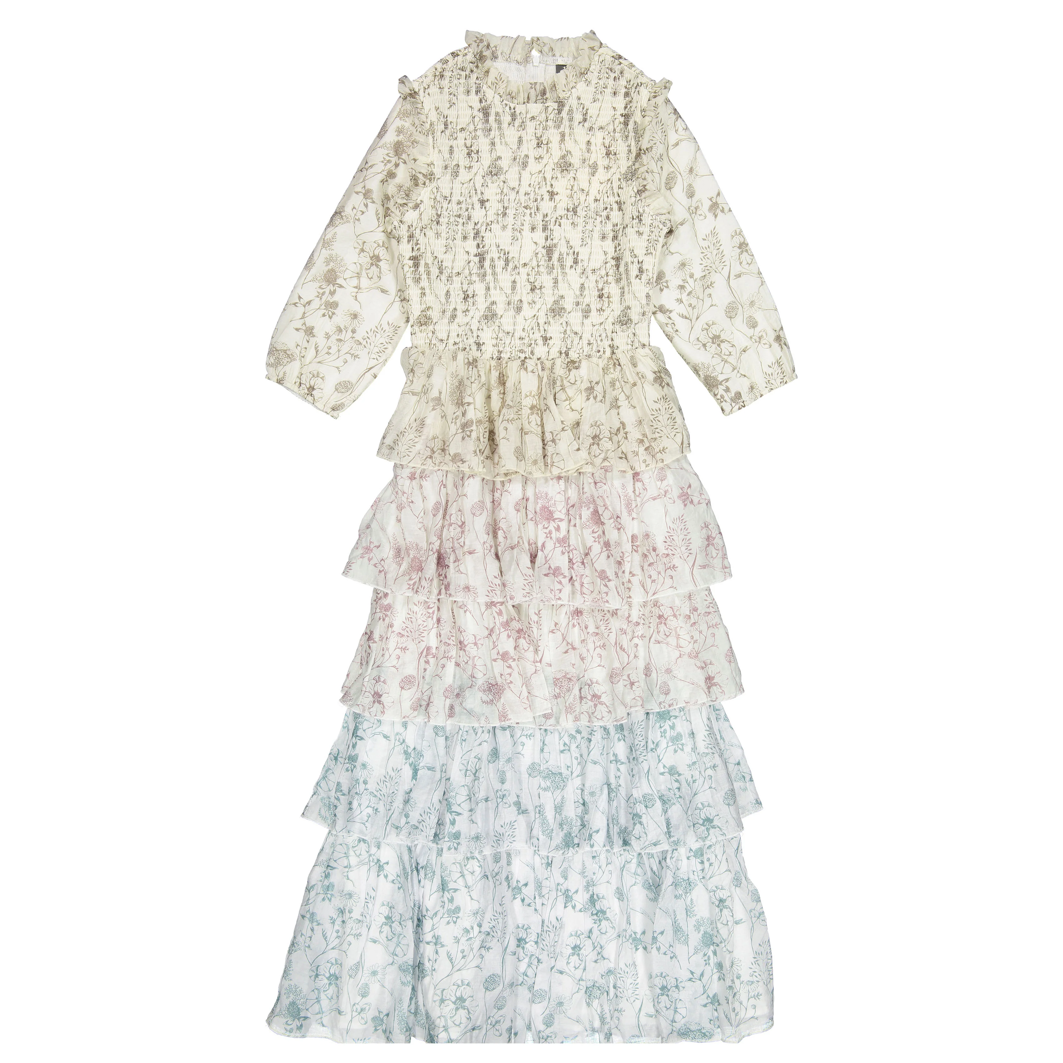 A4 Cream Multi Floral Ruffle Dress