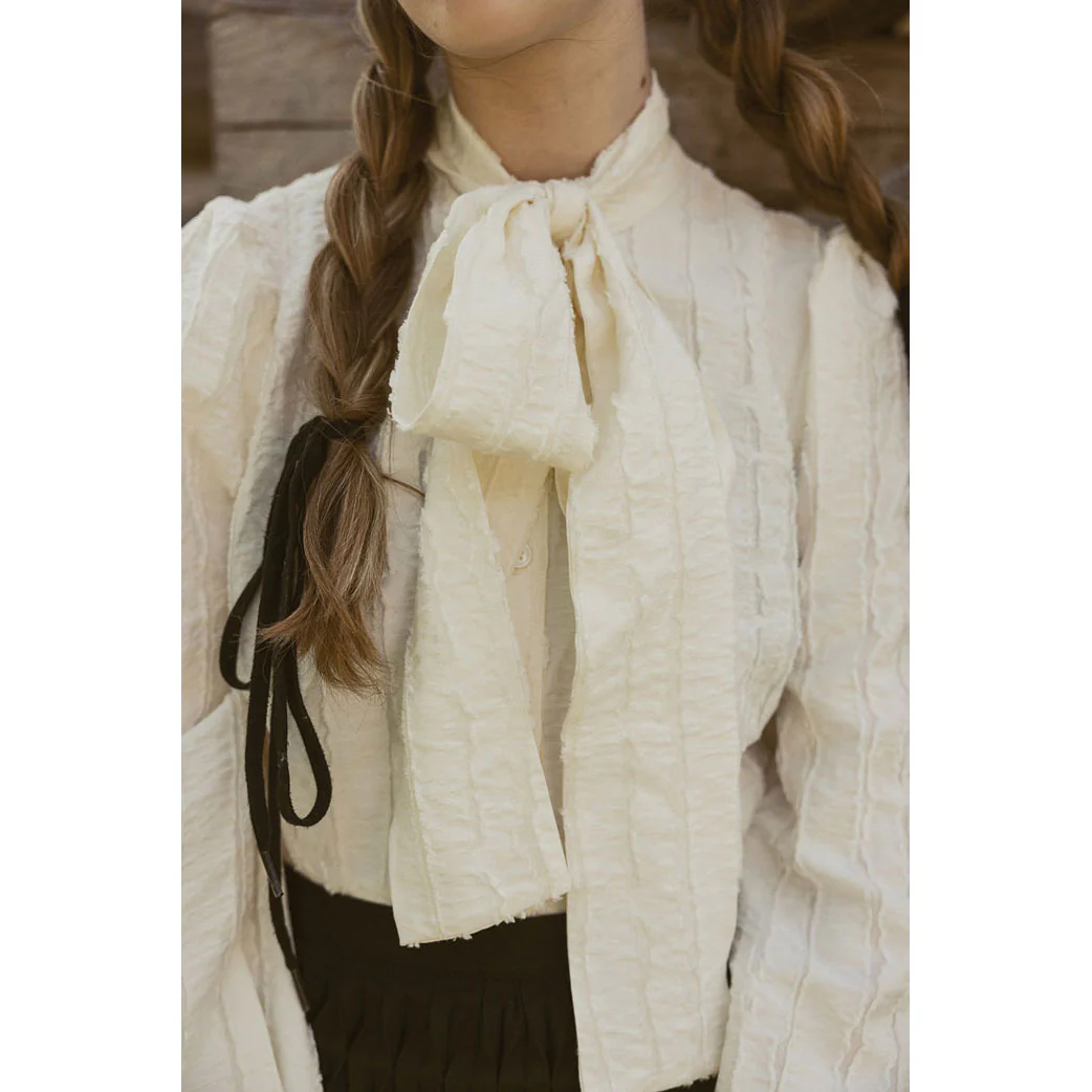 A4 Cream Tie Neck Blouse - Image 4