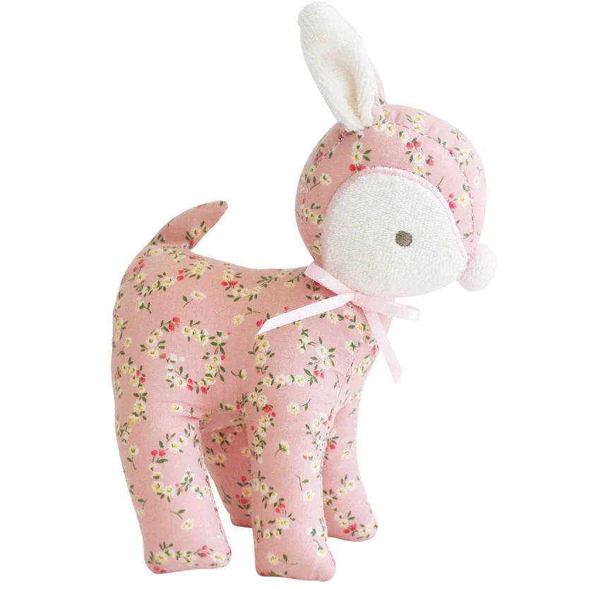 Alimrose Baby Deer Rattle 16cm Posy Heart