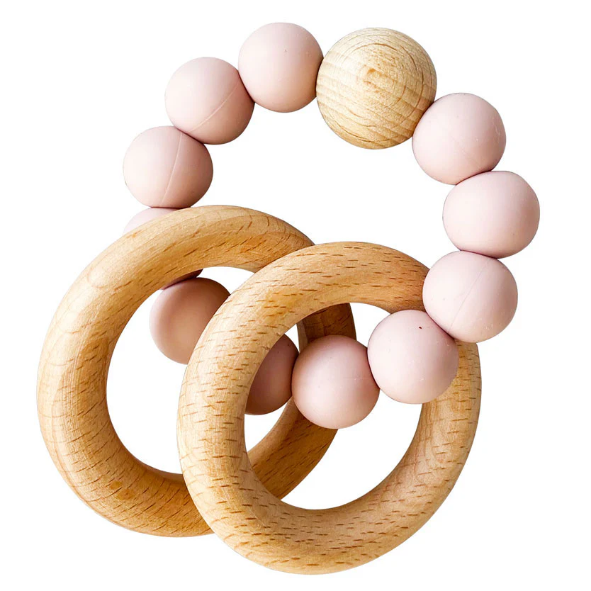 Alimrose Petal Beechwood Teether Ring Set