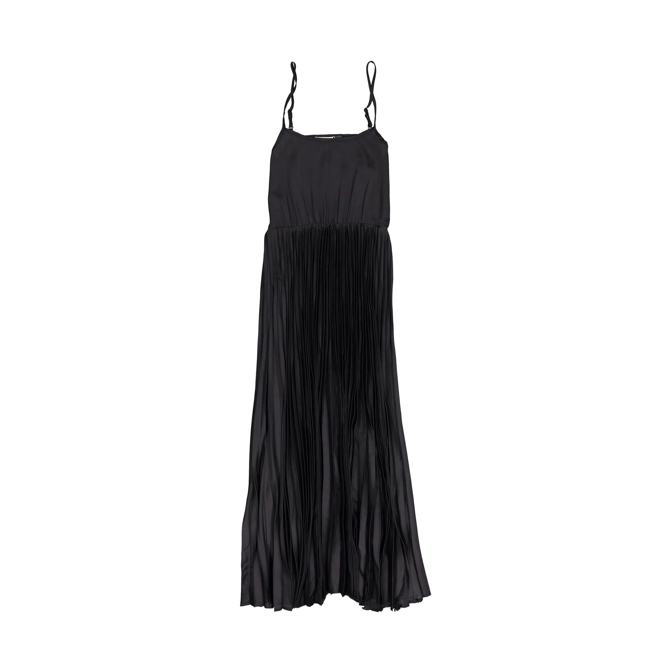 and tmrw Black Accordion Pleat Slip Dress