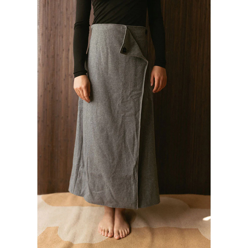 and tmrw Grey Wool Maxi Wrap Skirt - Image 2