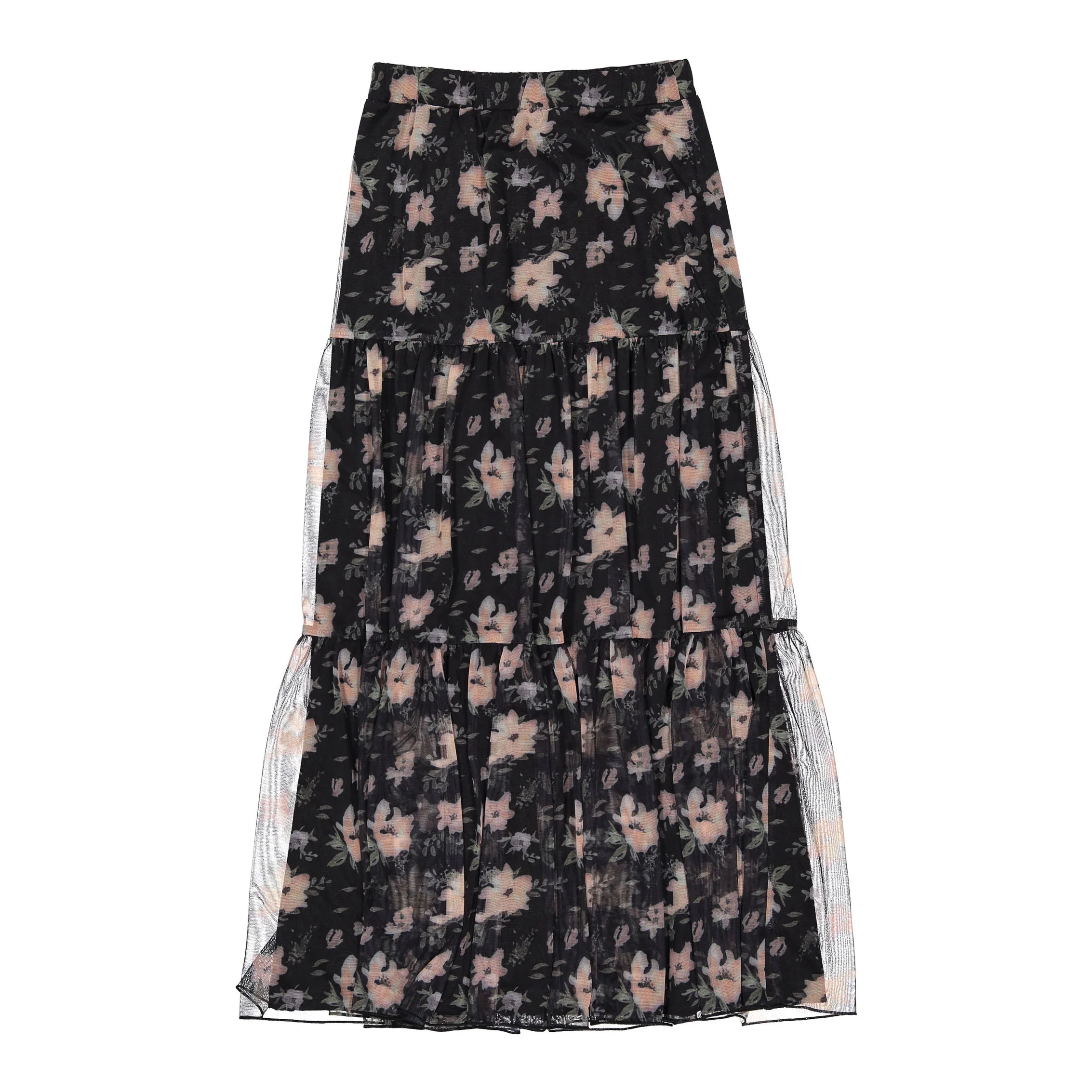 and tmrw Mesh Floral Tiered Skirt