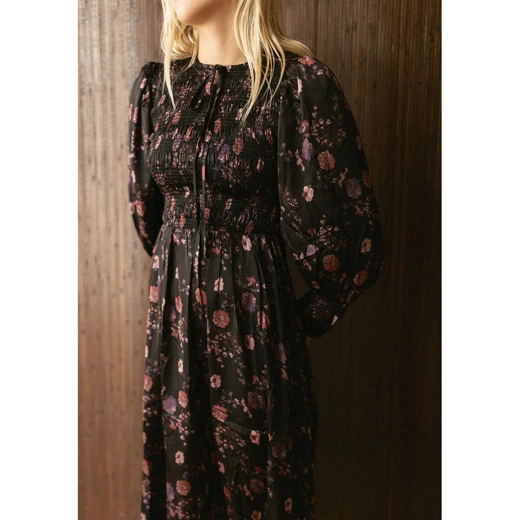 and tmrw Silky Floral Smocked Dress - Image 4