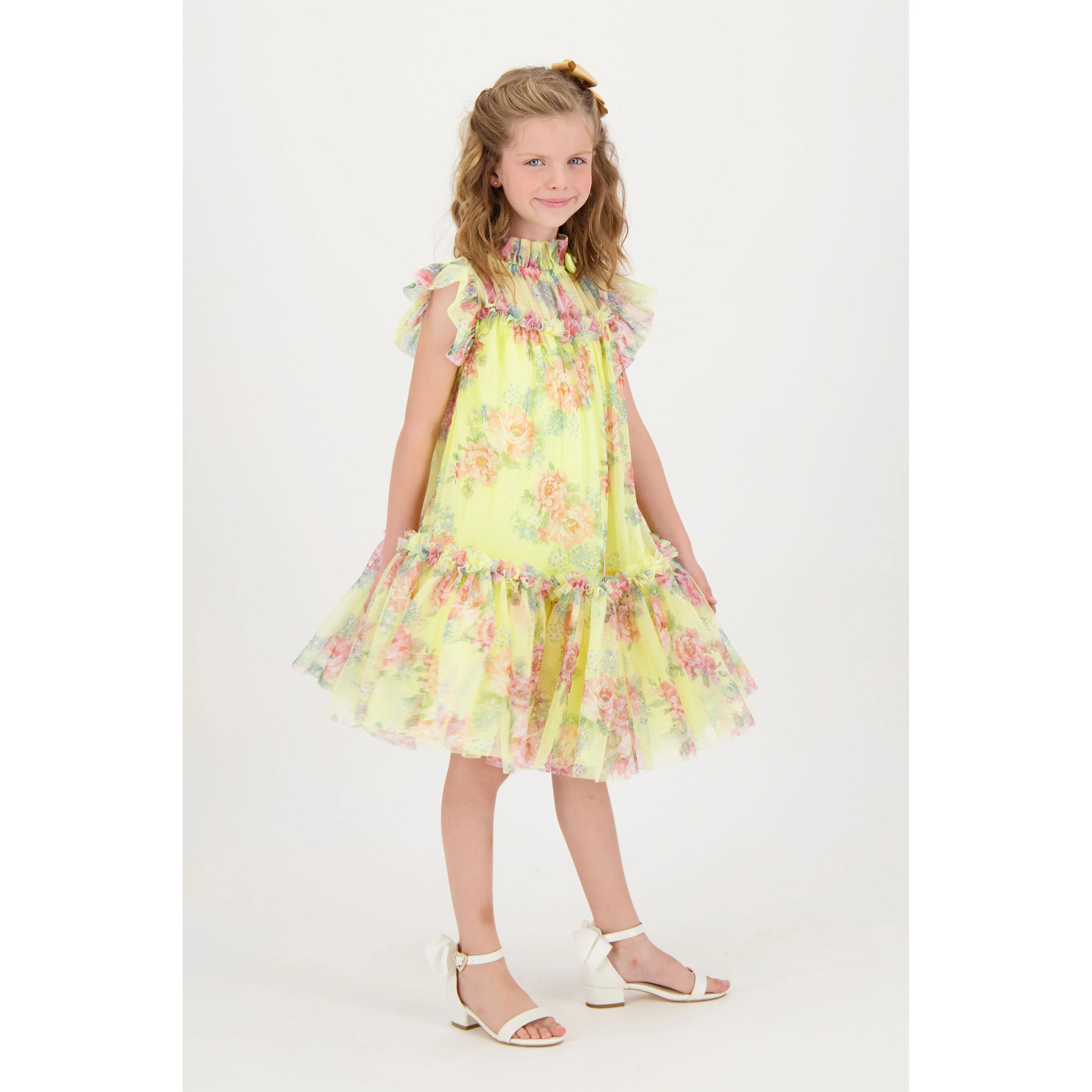 Angels Face Sherbert Marigold Flower Tulle Dress - Image 3