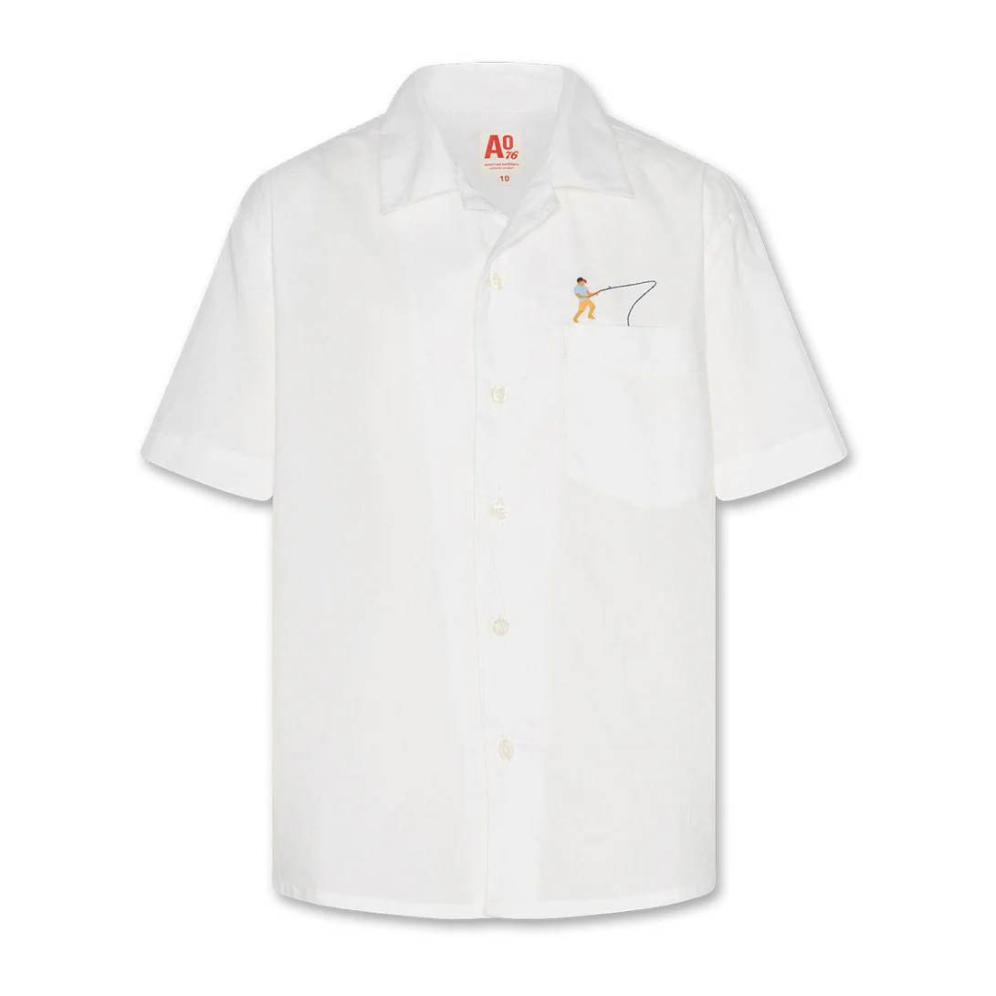 AO76 White Fisherman Hawaii Shirt