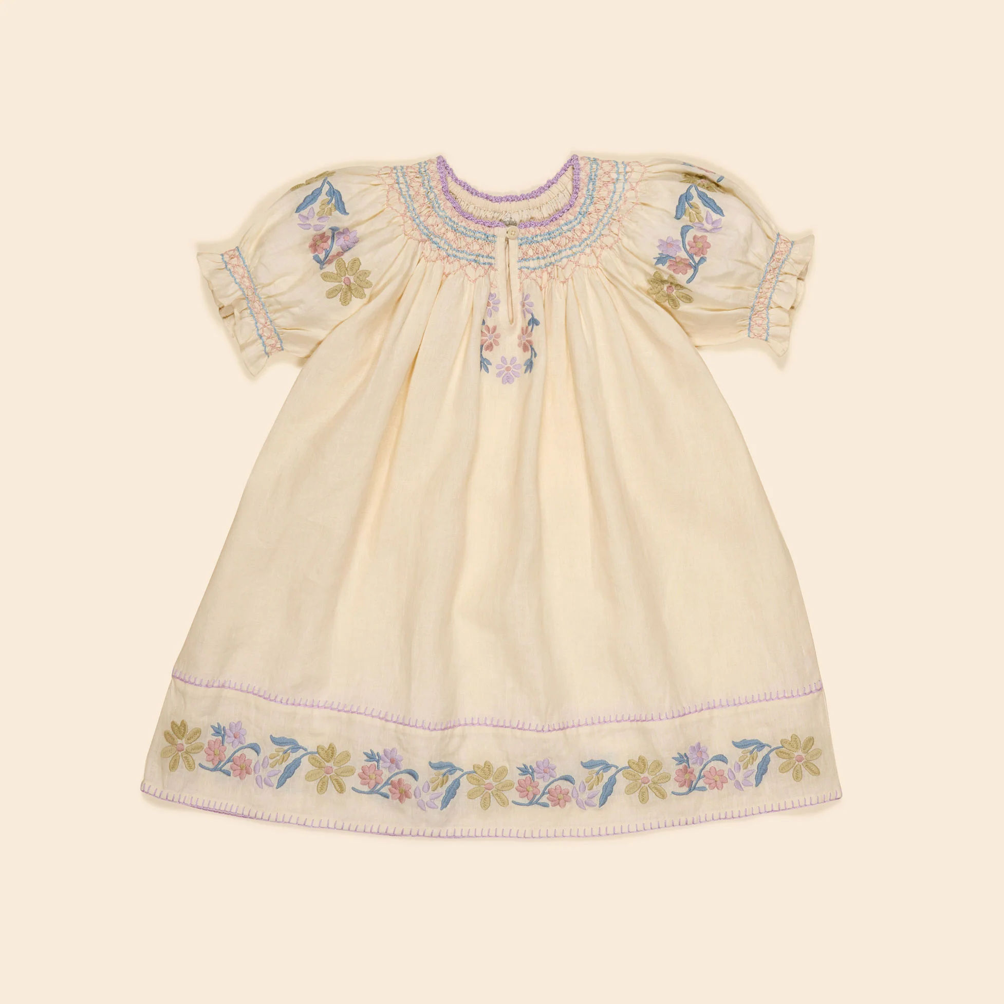 Apolina Cream Verna Smock Dress
