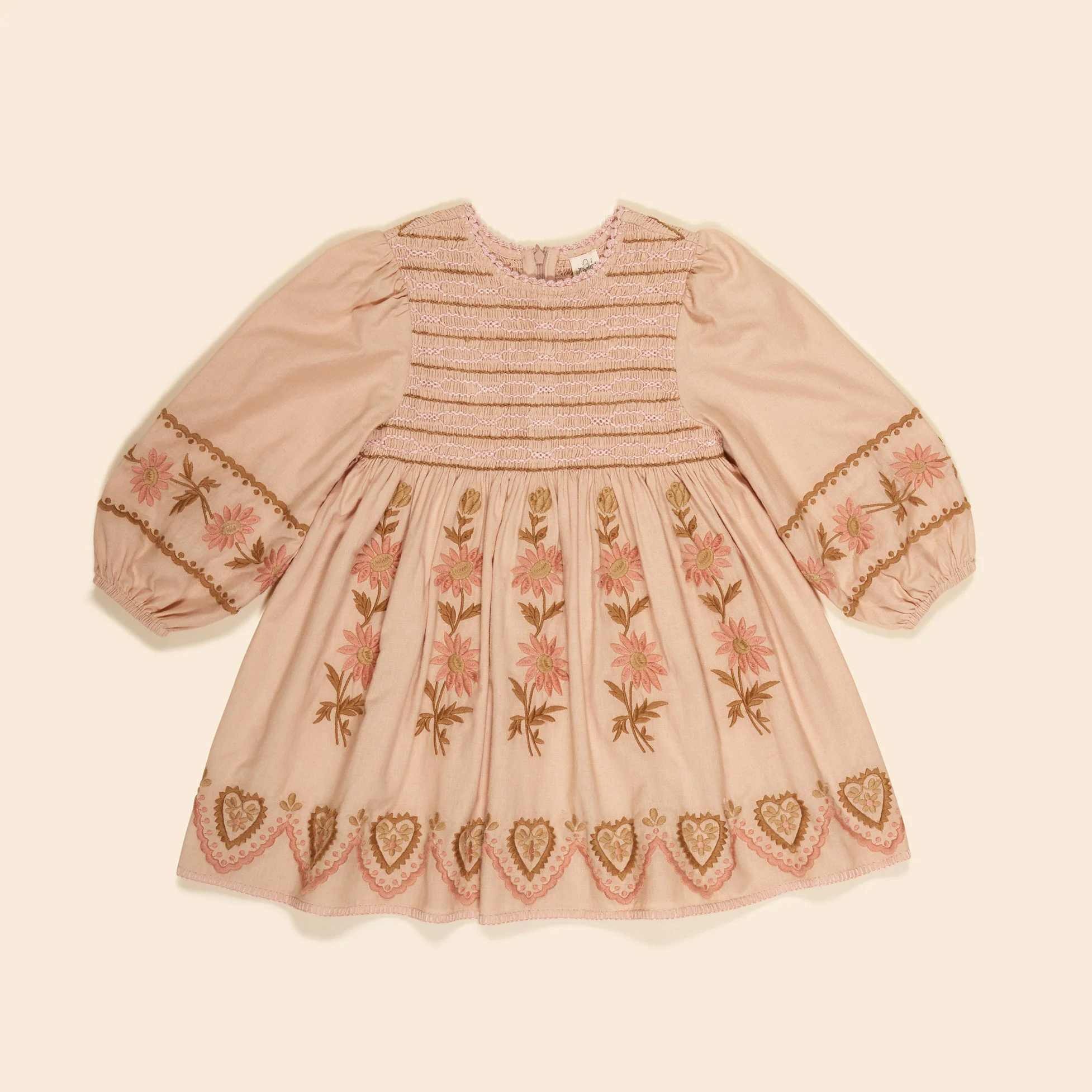 Apolina Pink Beige Penny Smock Dress
