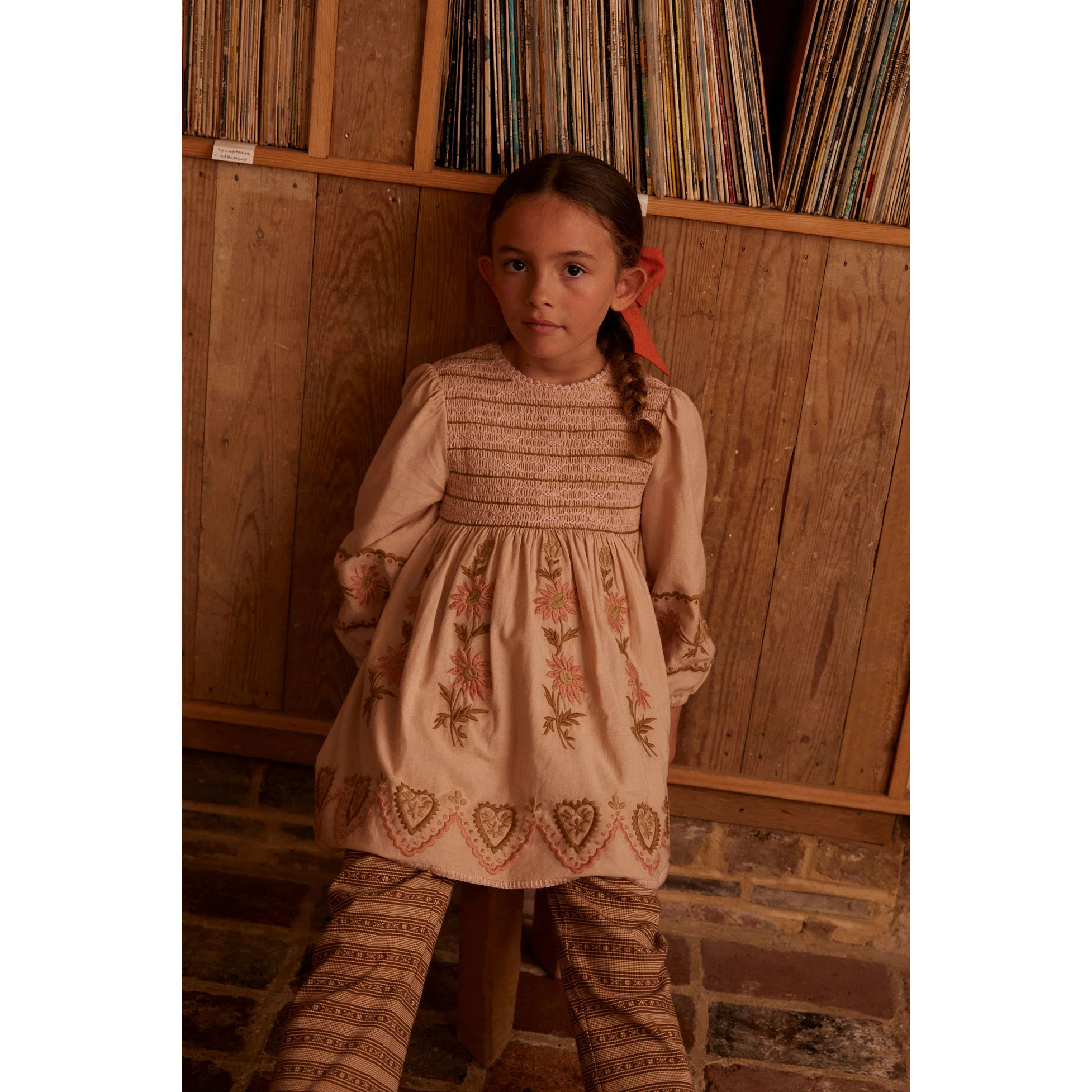 Apolina Pink Beige Penny Smock Dress - Image 2