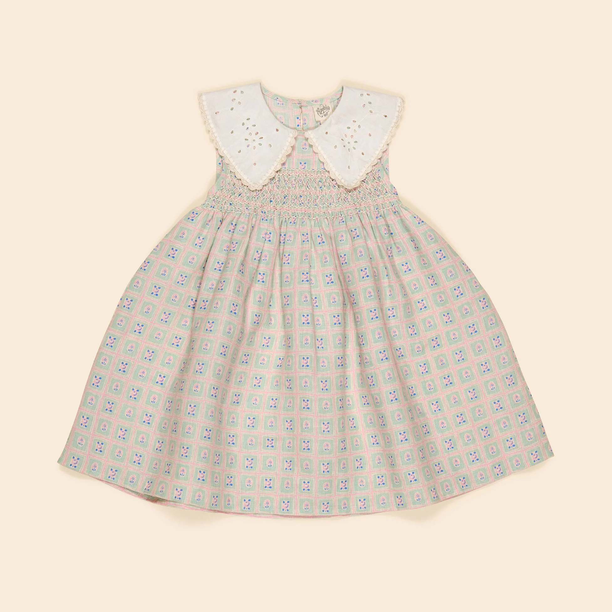 Apolina Rosepanel Mint Cornelia Smock Dress