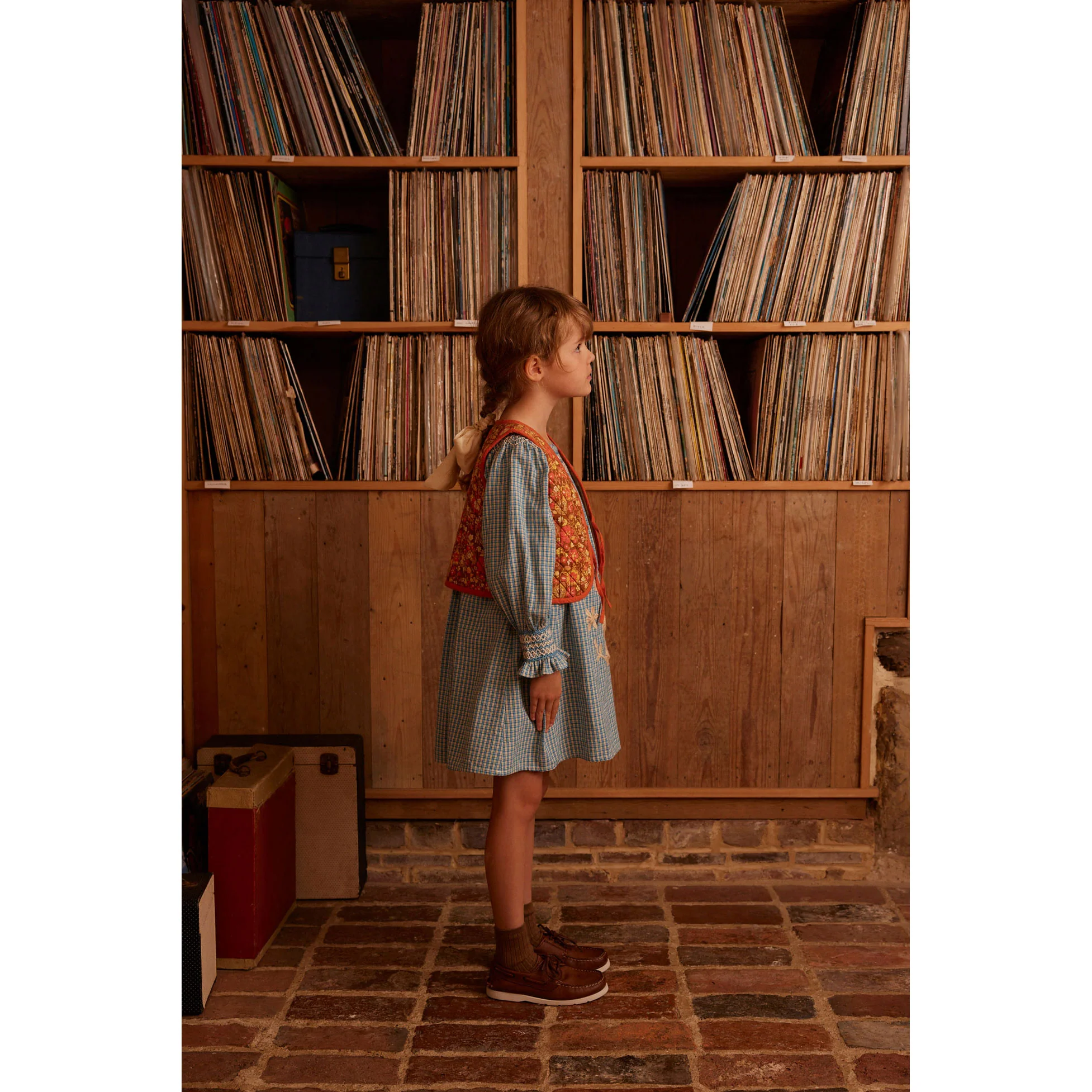 Apolina Tablecheck Marine Cece Smock Dress - Image 3