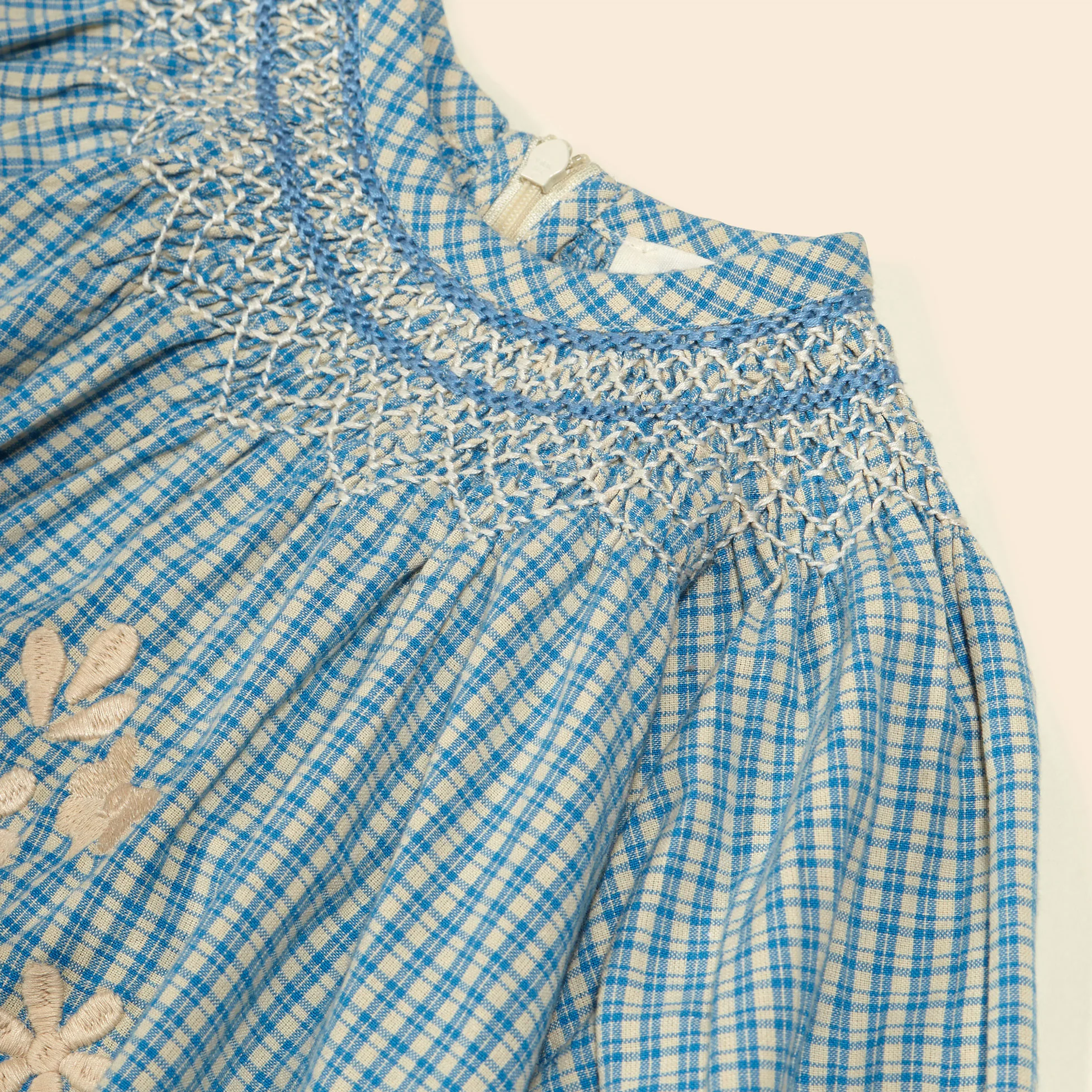 Apolina Tablecheck Marine Cece Smock Romper - Image 3