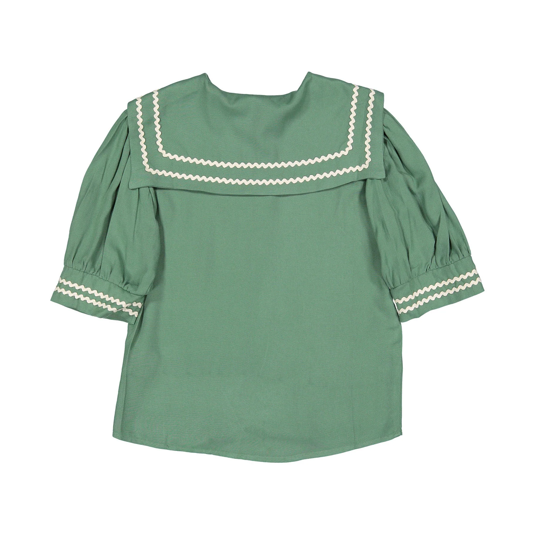Atelier Parsmei Basil Green Ric Rac Detailed Blouse - Image 2