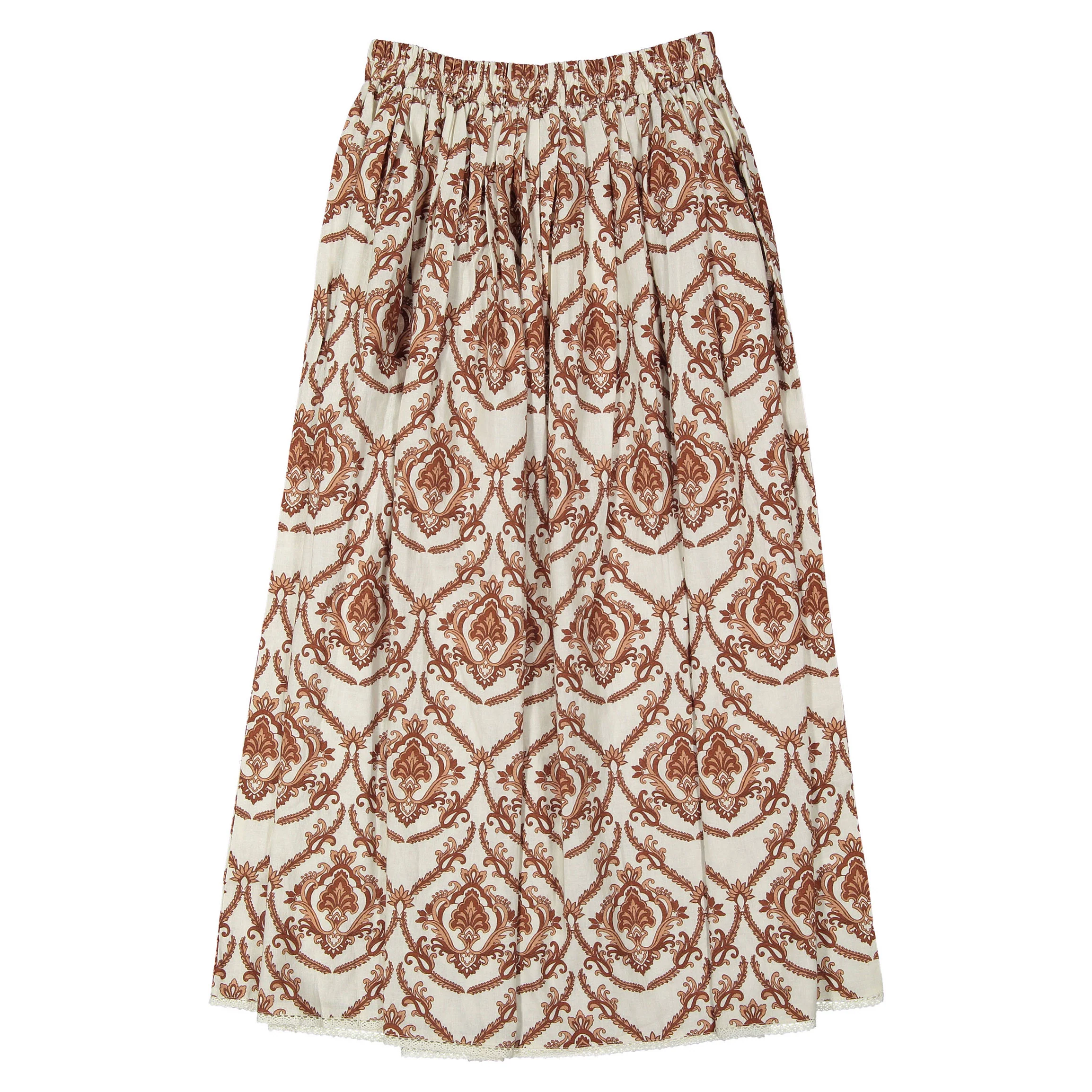 Atelier Parsmei Brown Paisley Gathered Skirt