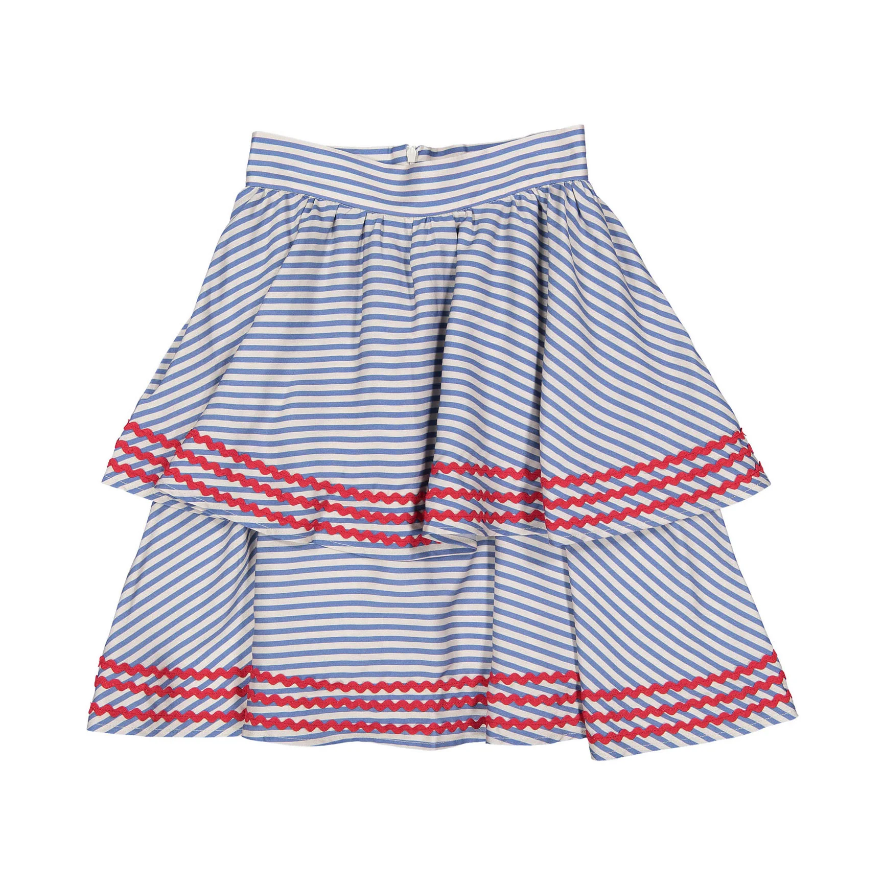 Atelier Parsmei Palace Blue Tlayered Ric Rac Skirt