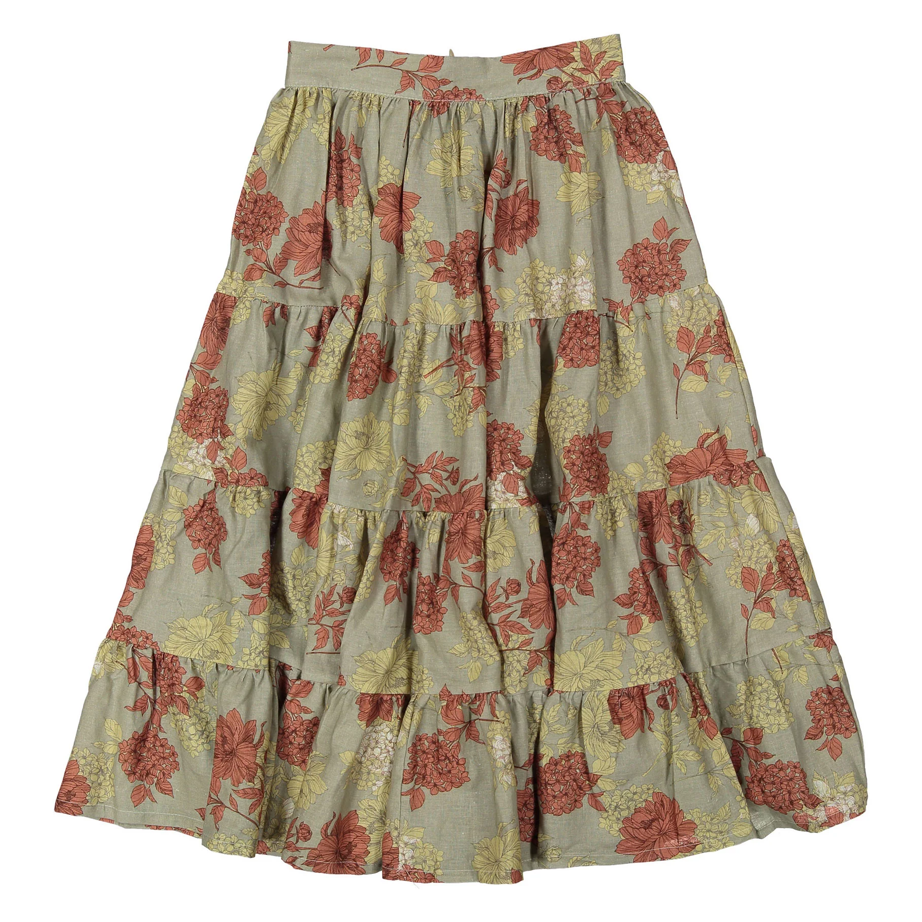Atelier Parsmei Taupe Orange Layered Midi Skirt