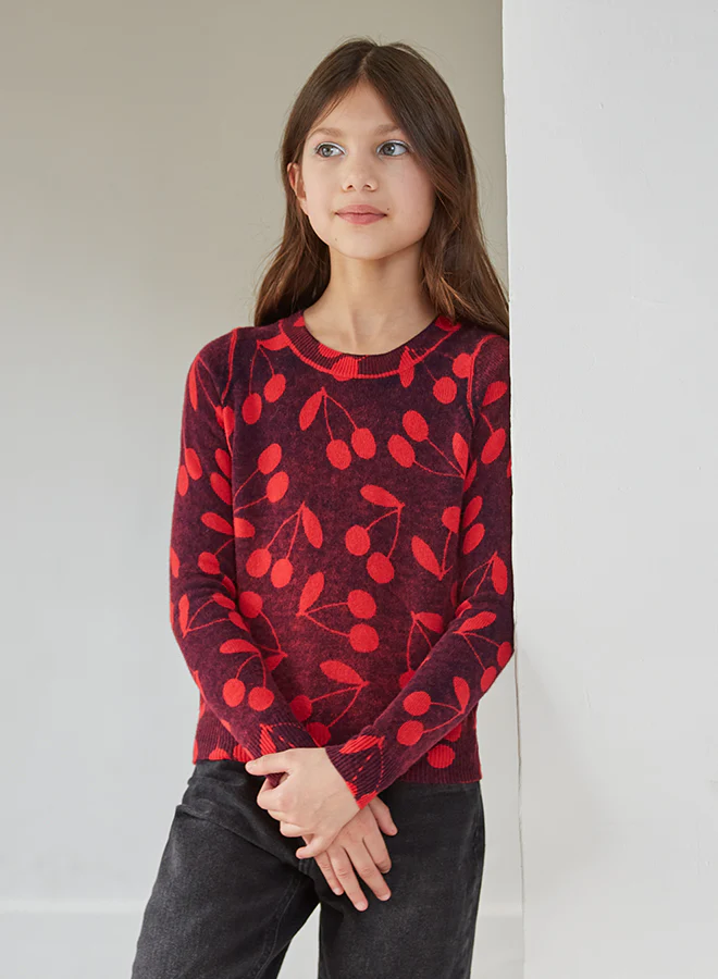 Autumn Cashmere Red Cherry Print Sweater - Image 2