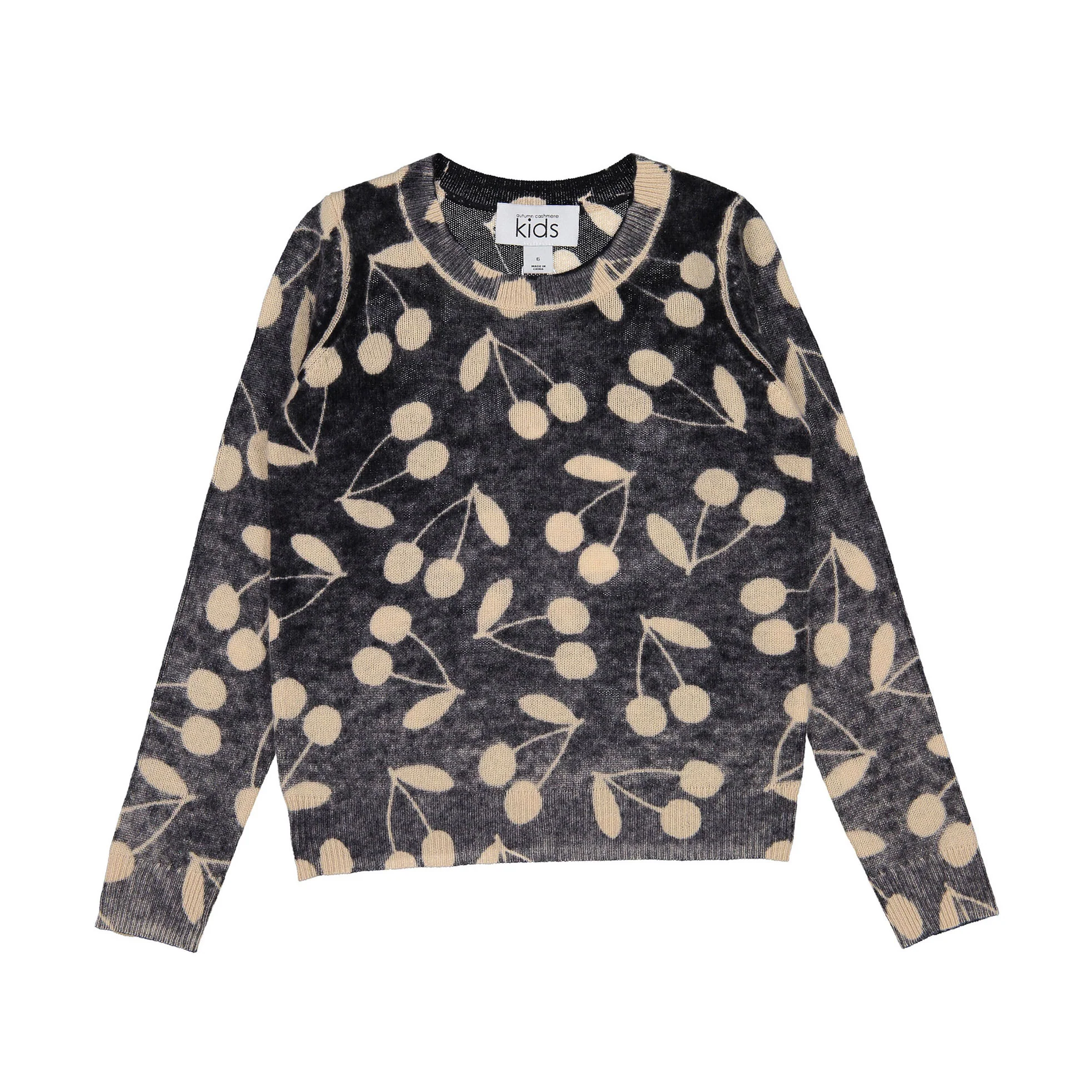 Autumn Cashmere Tan Cherry Print Sweater
