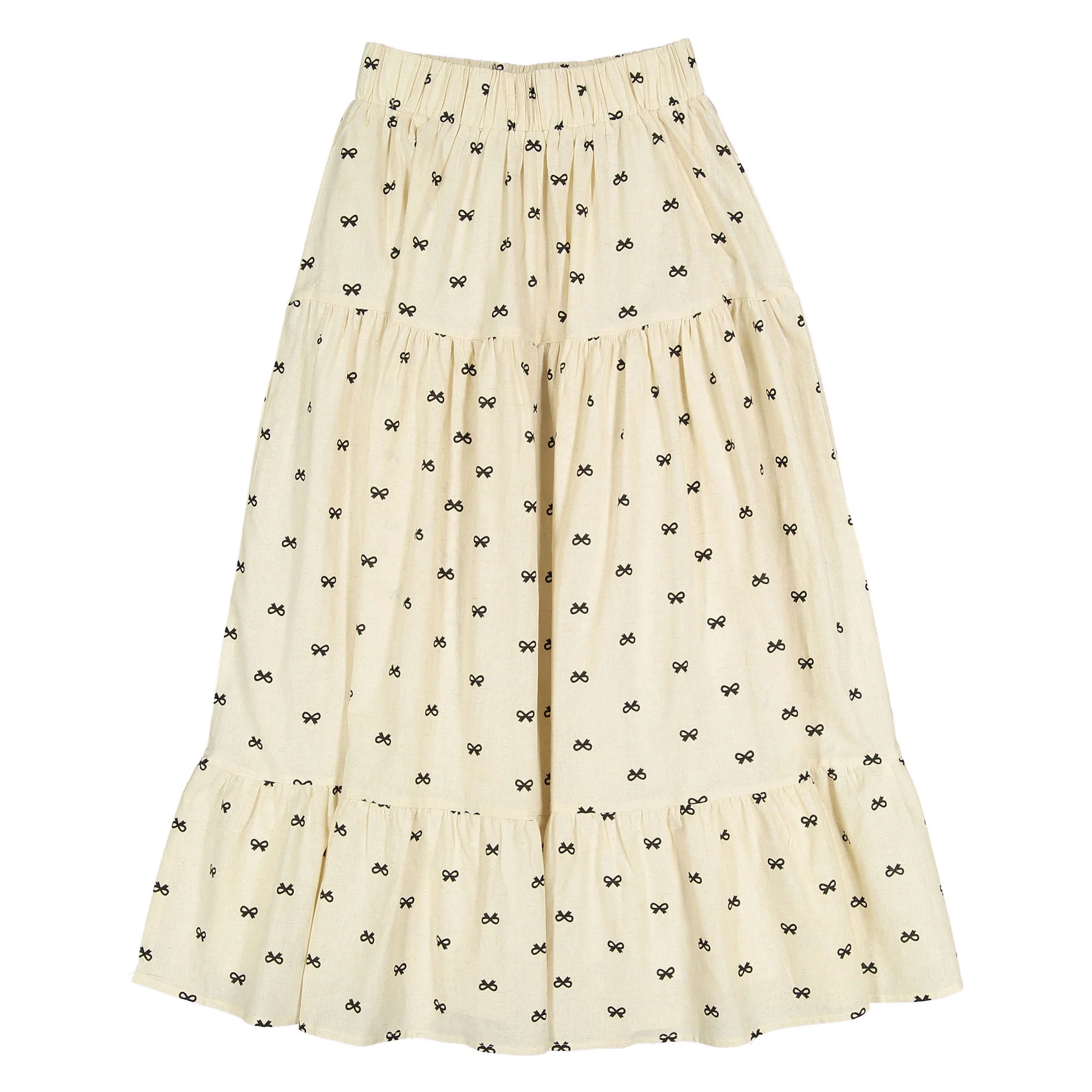Ava and Lu Beige Bow Tiered Skirt