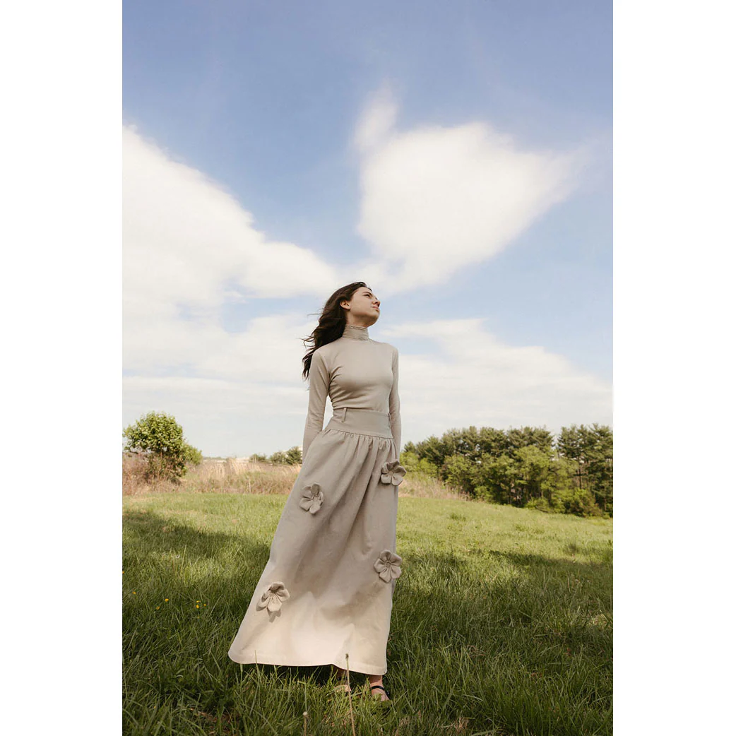 Ava and Lu Beige Flower Detailed Skirt - Image 2