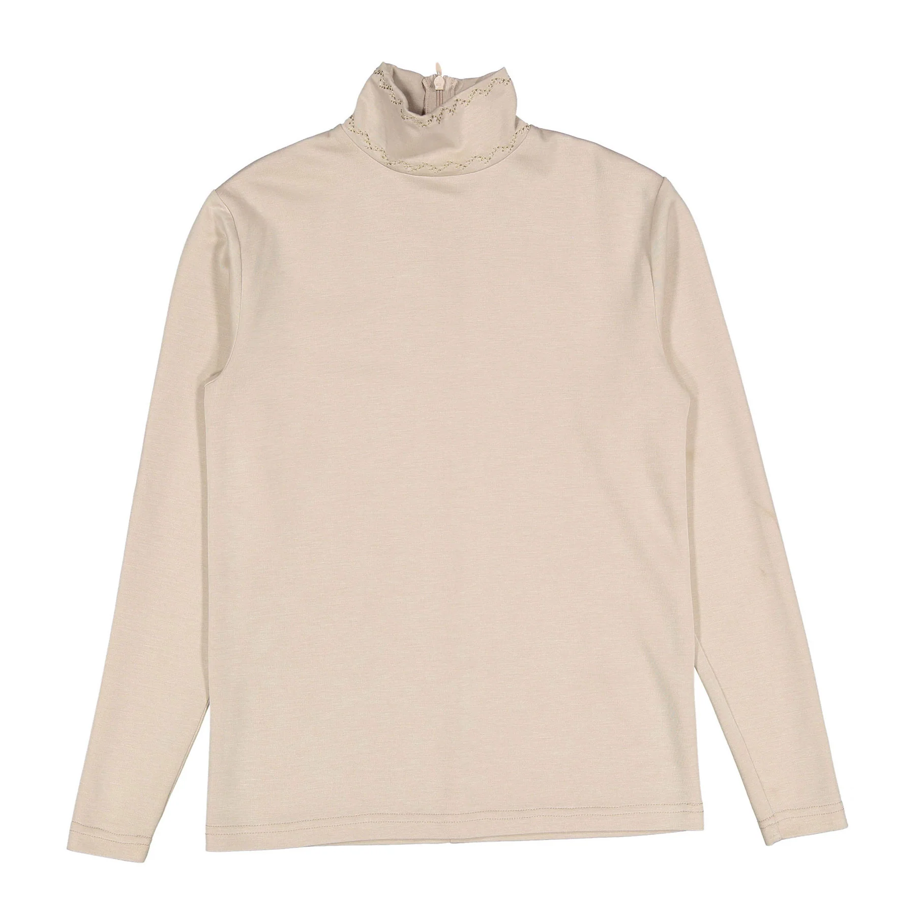 Ava and Lu Beige Neck Detailed Turtleneck
