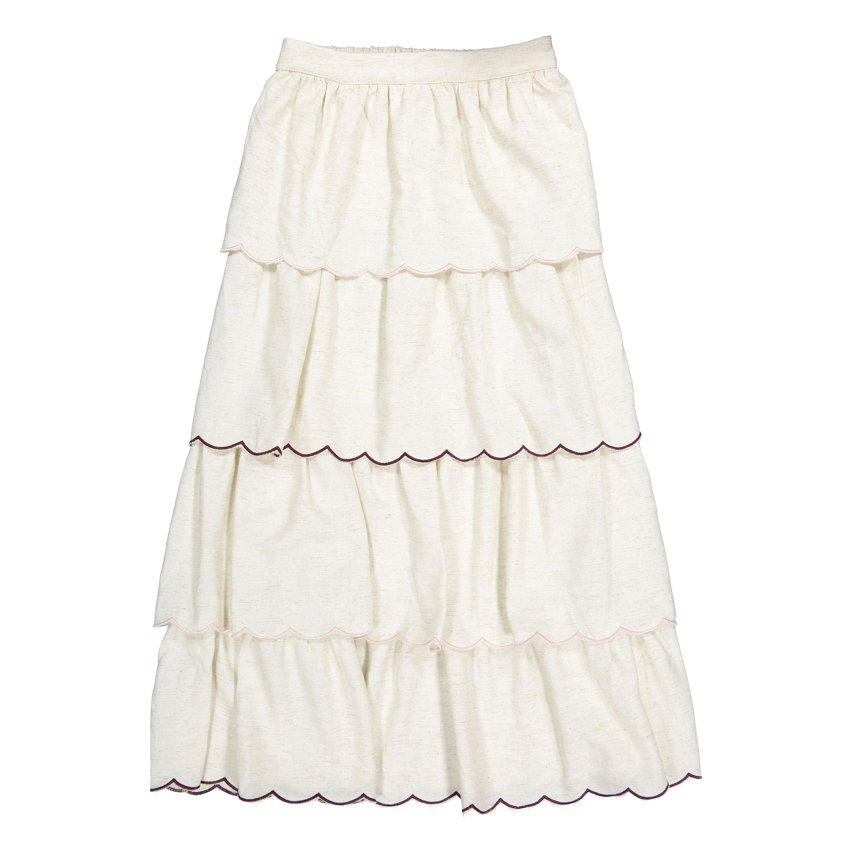 Ava and Lu Beige Ruffle Layered Skirt