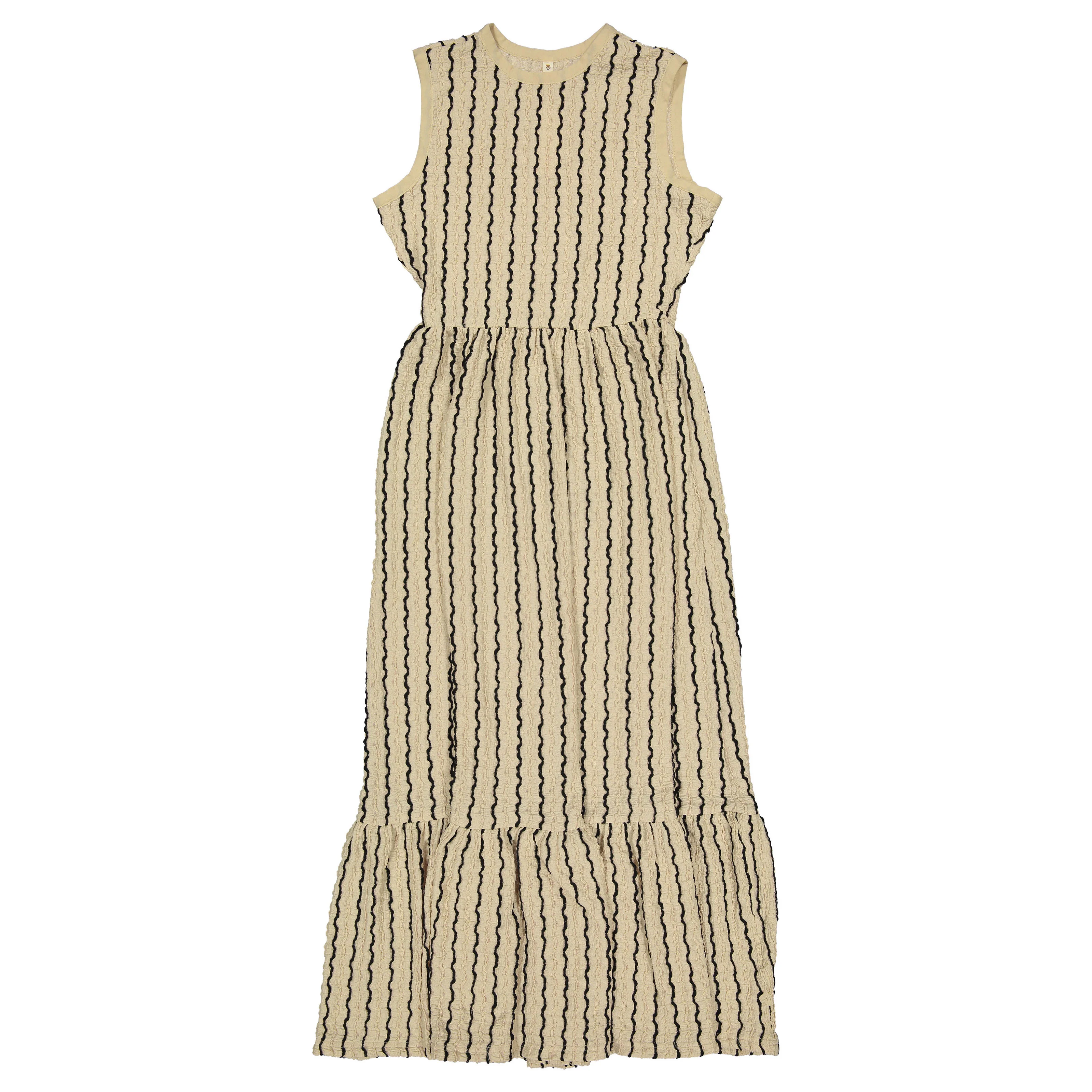 Ava and Lu Beige Striped Sleeveless Dress