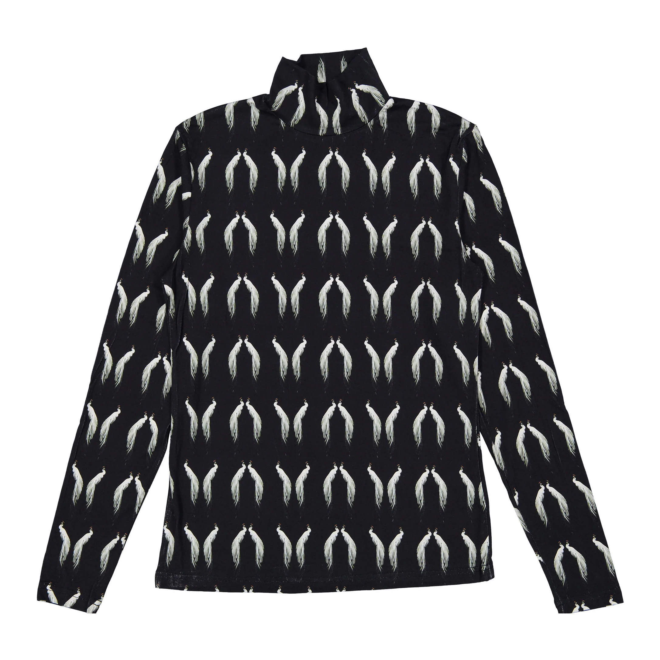 Ava and Lu Black Birds Knit Turtleneck
