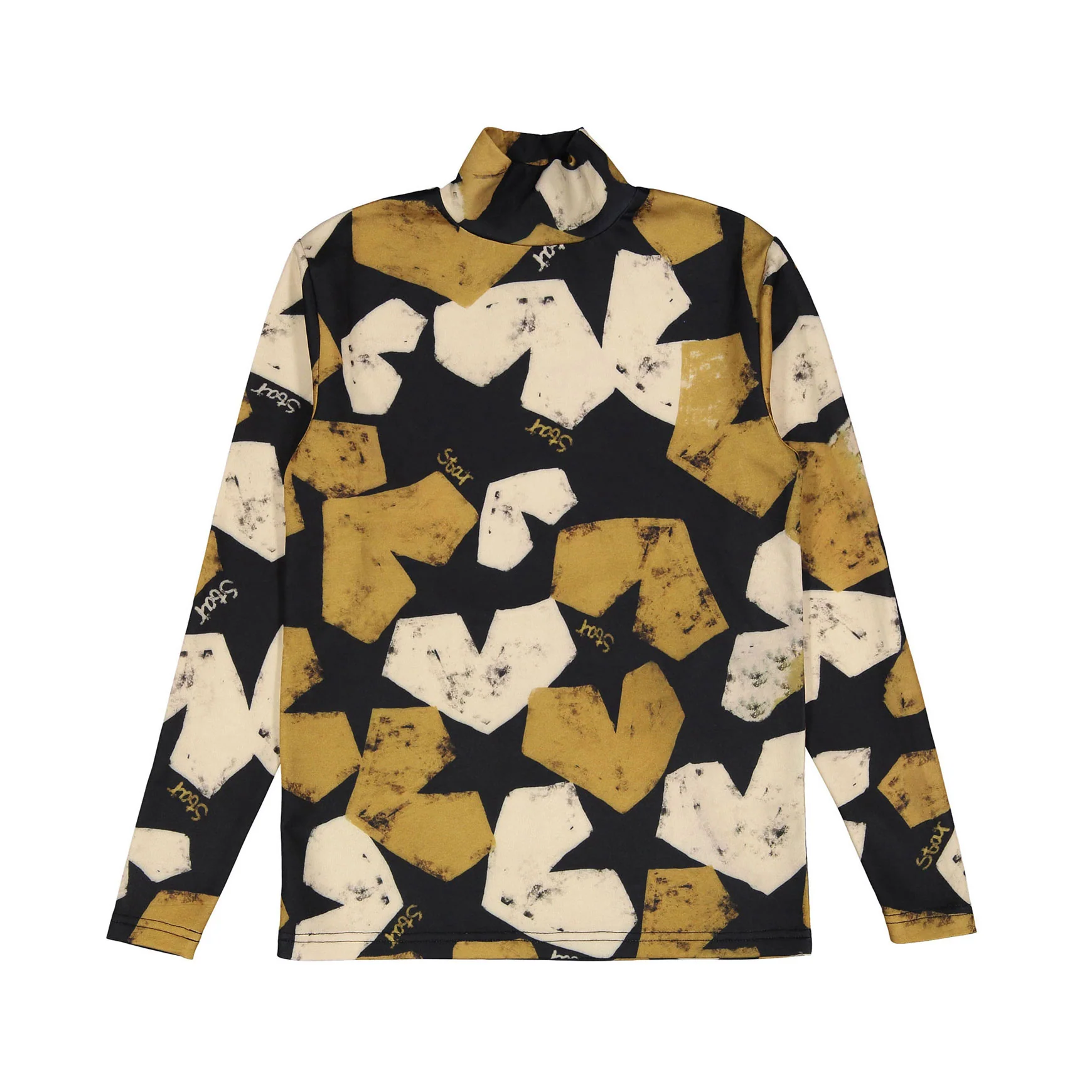 Ava and Lu Black Golden Geo Hearts Turtleneck