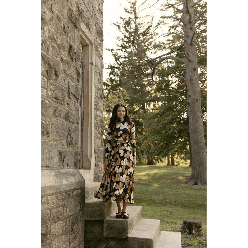 Ava and Lu Black Golden Geo Hearts Turtleneck - Image 2