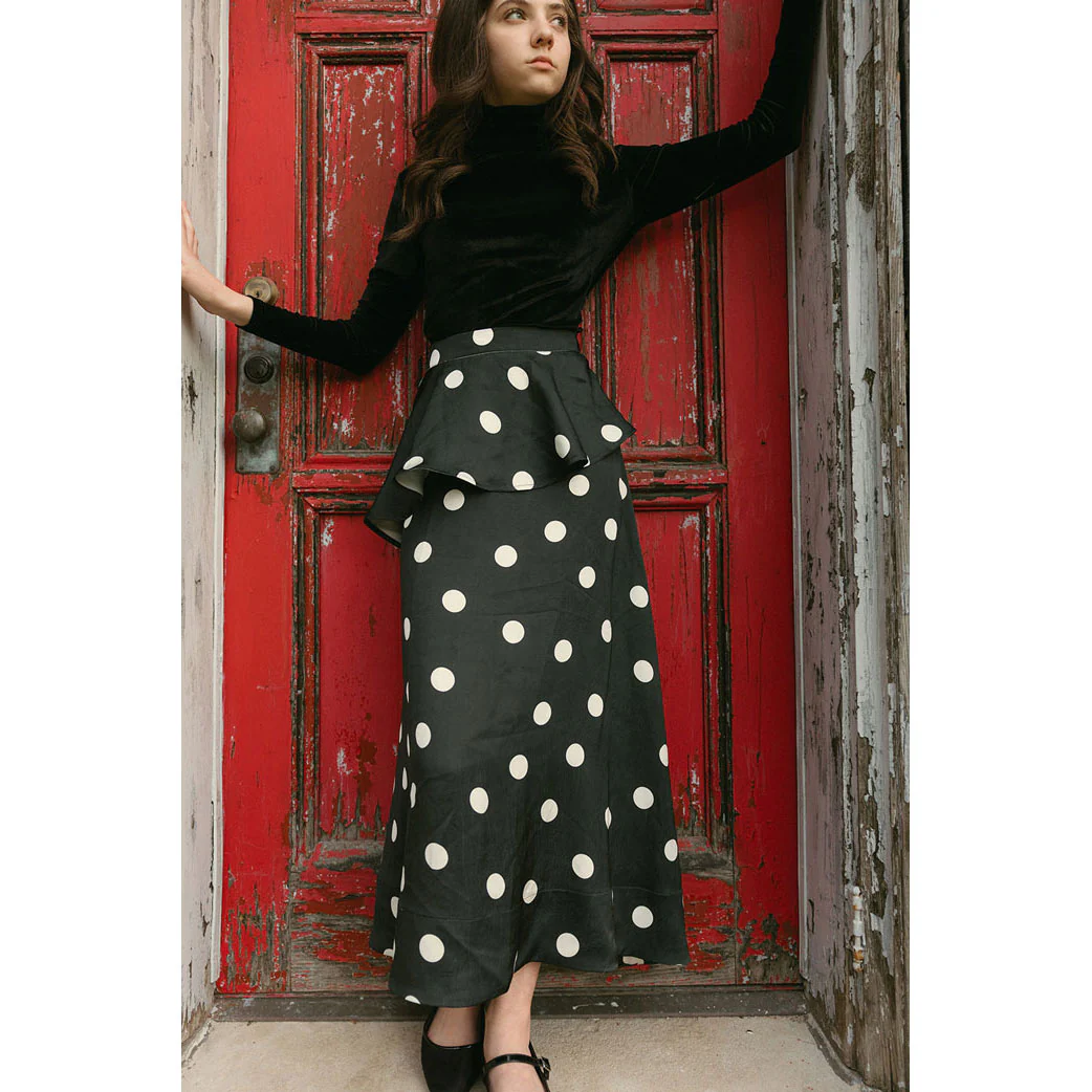 Ava and Lu Black Polka Dot Slip Skirt - Image 2