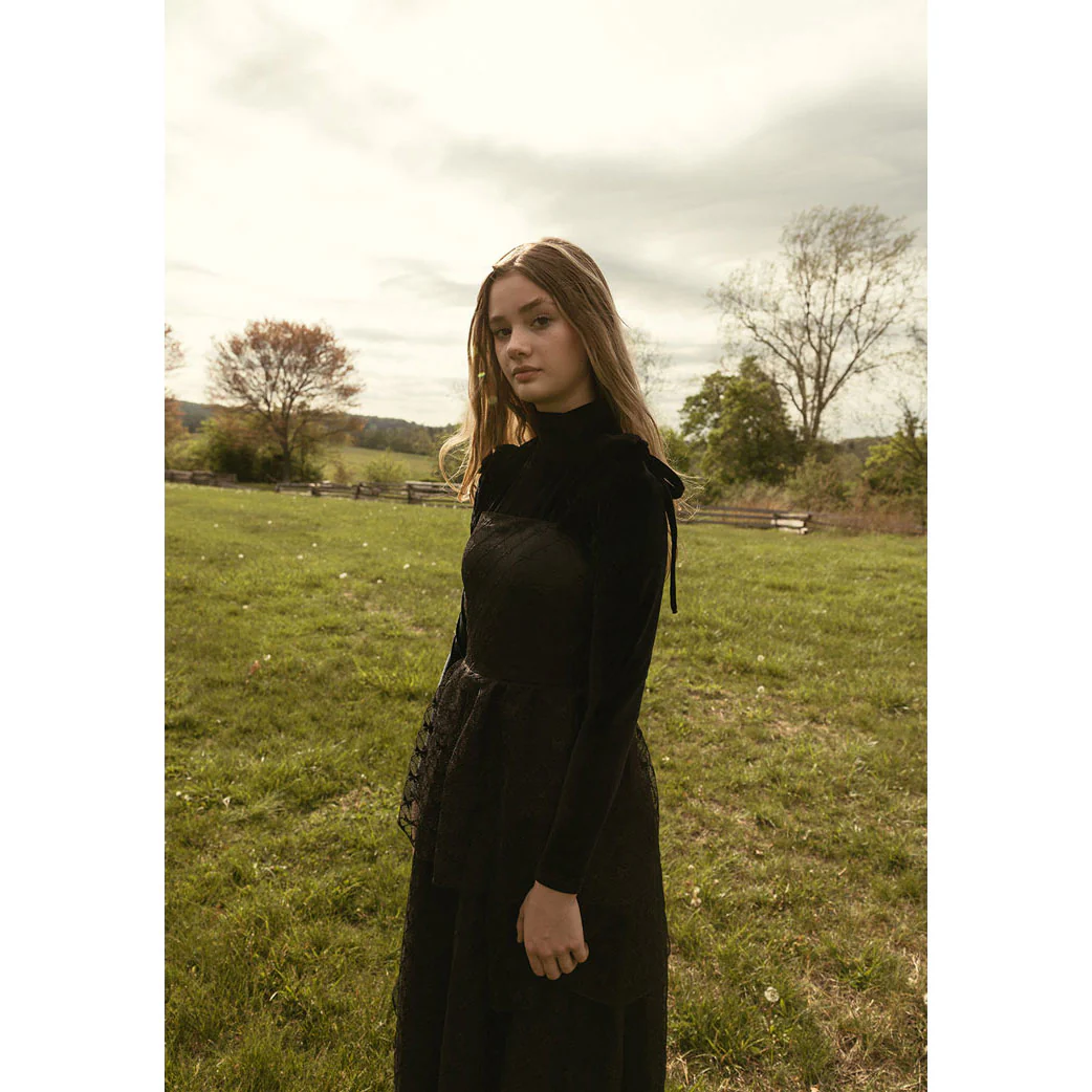 Ava and Lu Black Velvet Turtleneck - Image 2